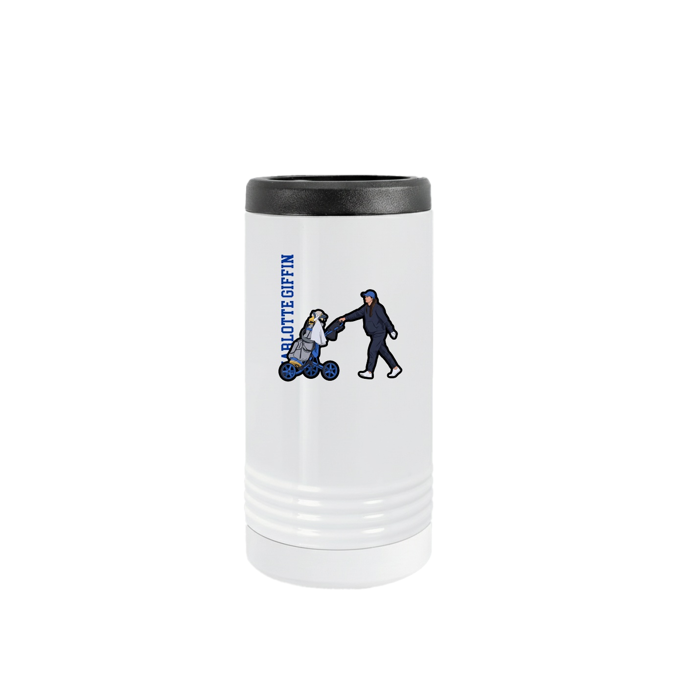Slim Beverage Holder — Name Vertical in White