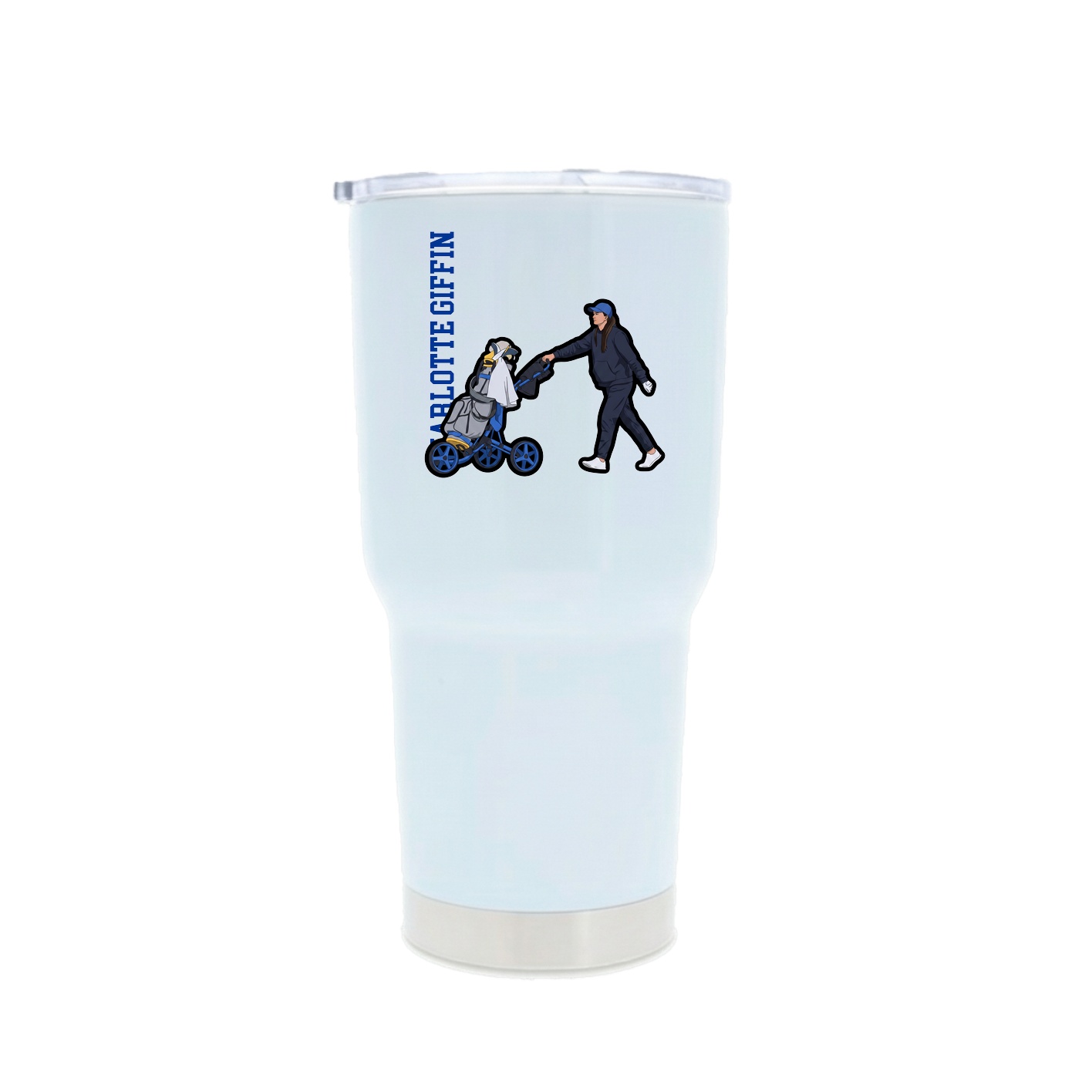 30oz Stainless Steel Tumbler — Name Vertical in White