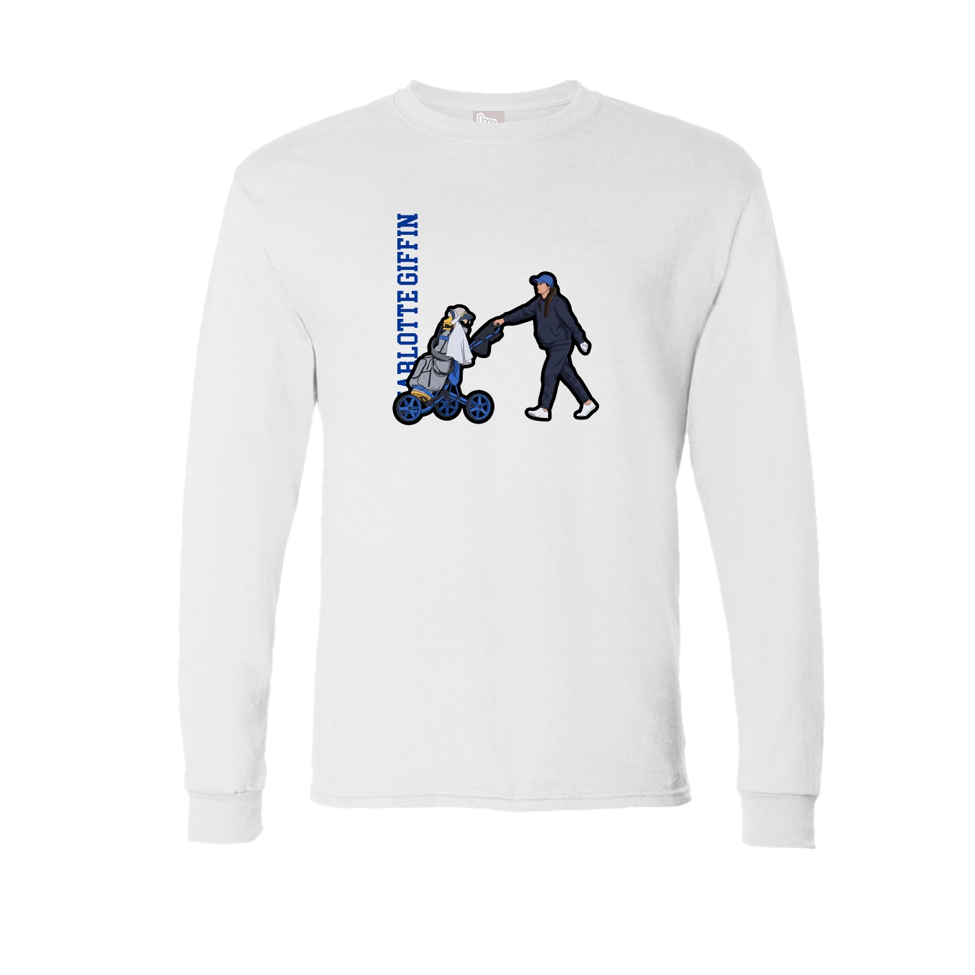 Long Sleeve Tee — Name Vertical in White