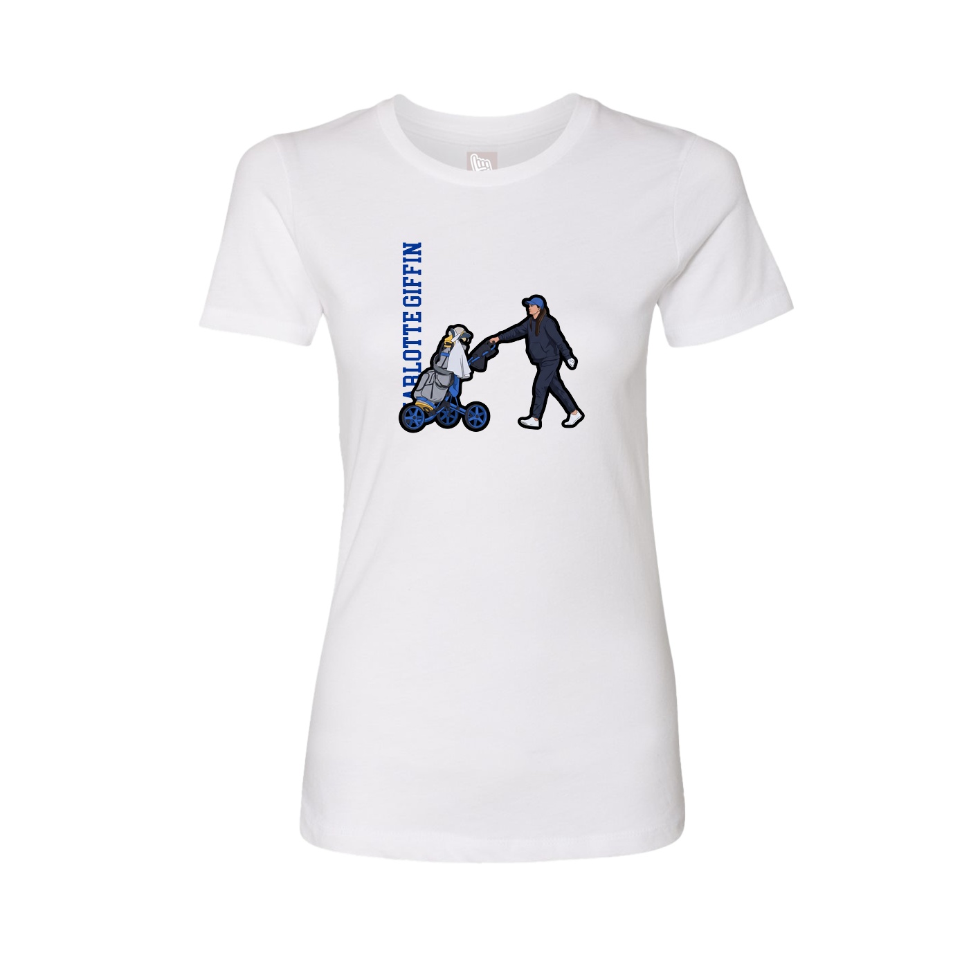 Fitted Women's Tee — Name Vertical in White