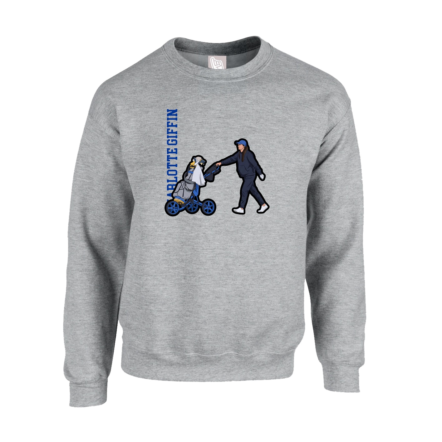 Fleece Crew — Name Vertical in Grey