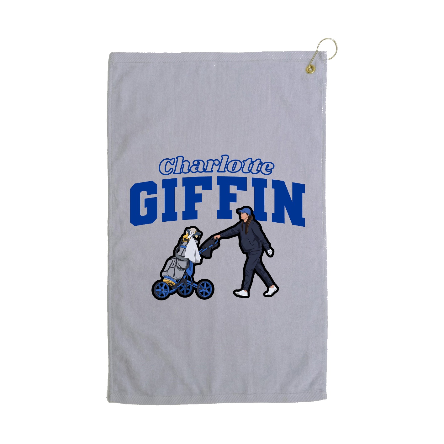 Golf Towel — Name Arch in Grey