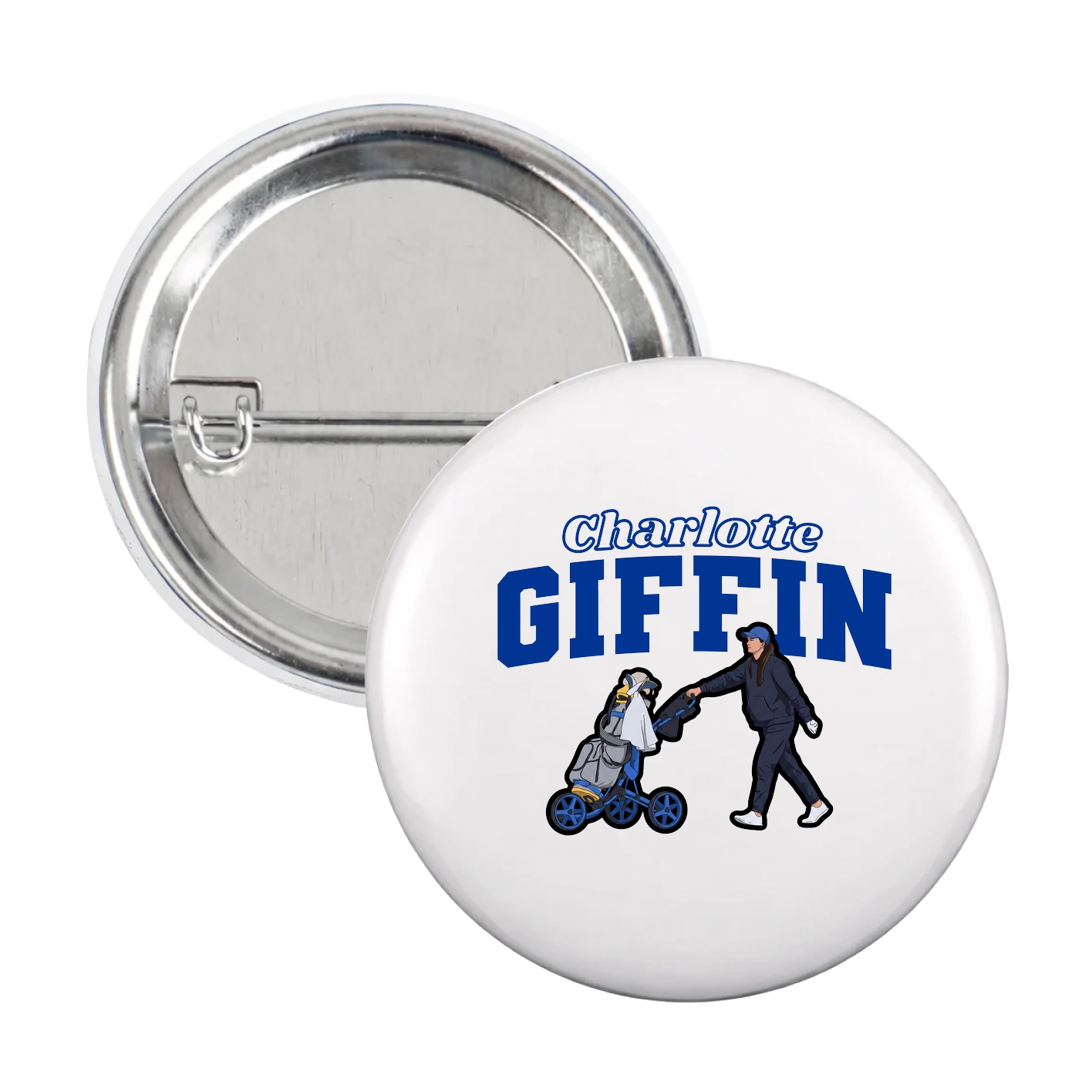 Game Day Button — Name Arch in White