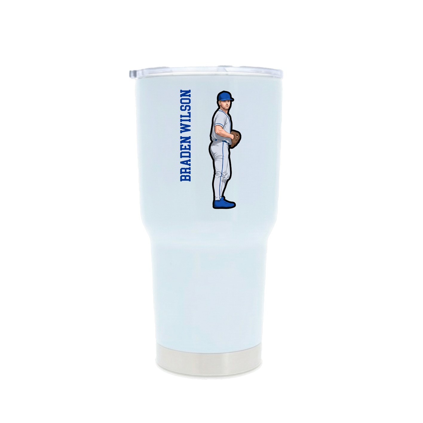30oz Stainless Steel Tumbler — Name Vertical in White