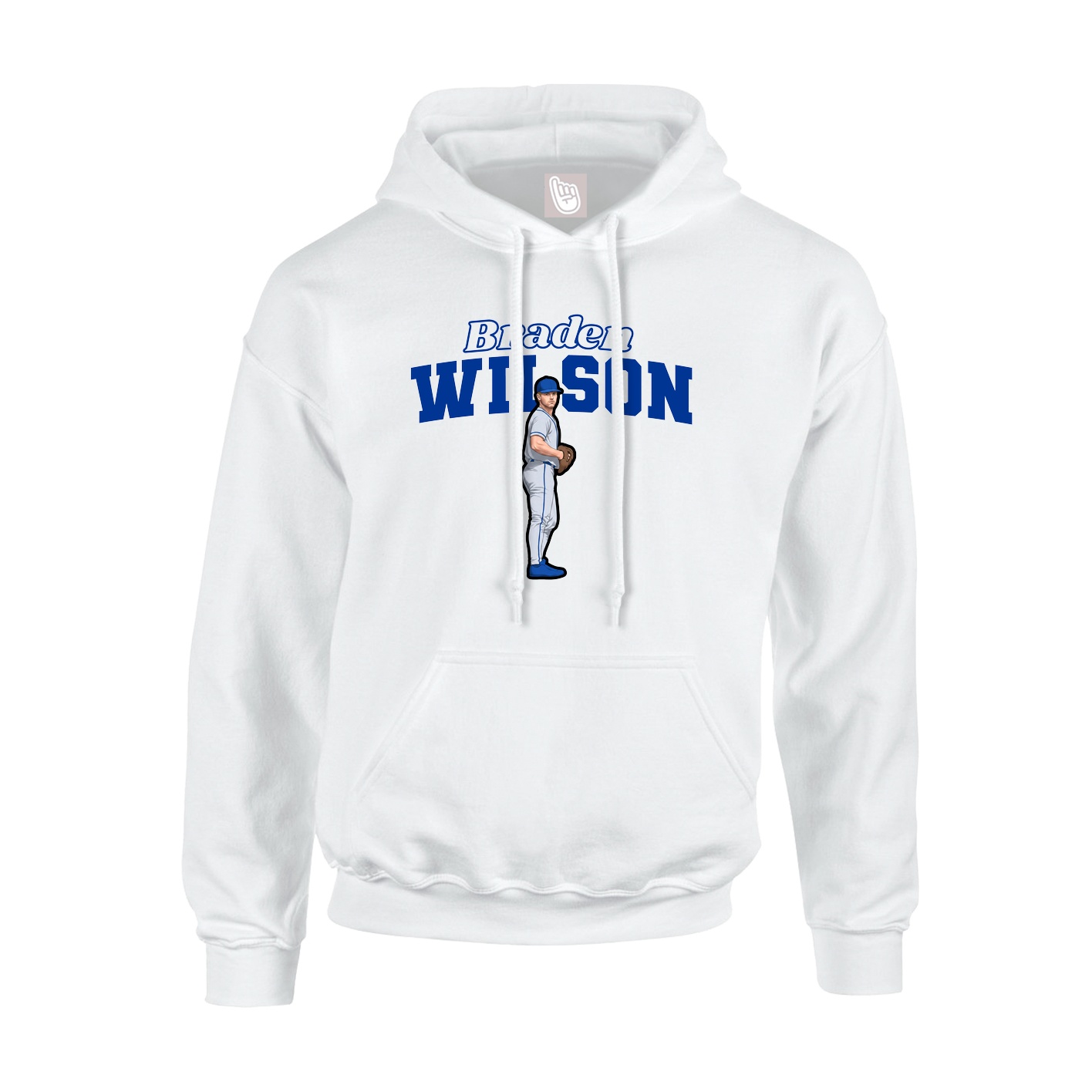 Youth Hoodie — Name Arch in White