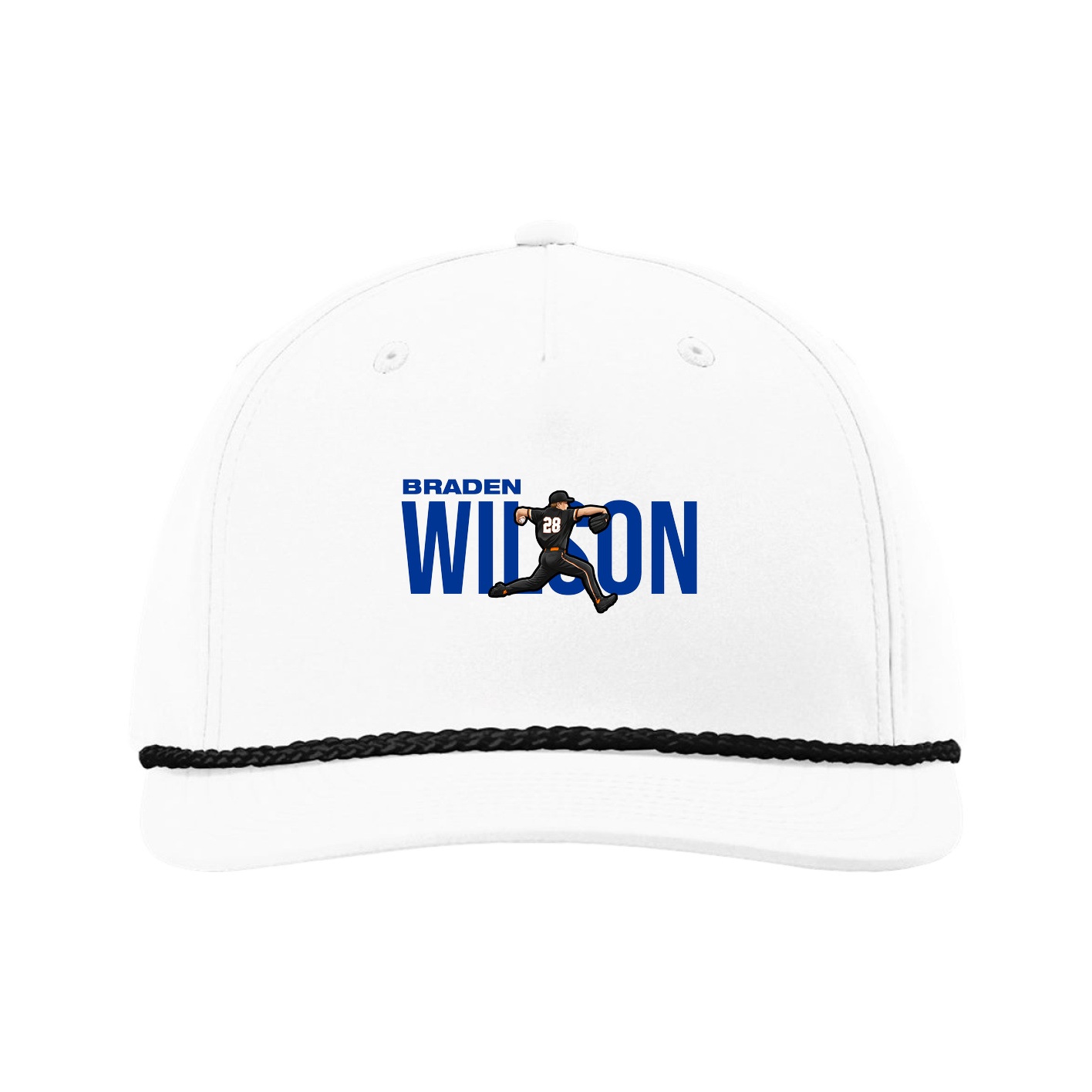 Five-Panel Classic Rope Cap — Player Name in White