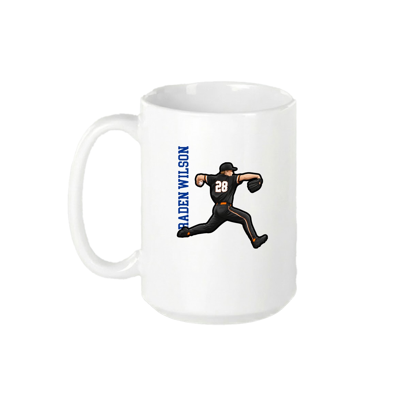 15oz Coffee Mug — Name Vertical in White