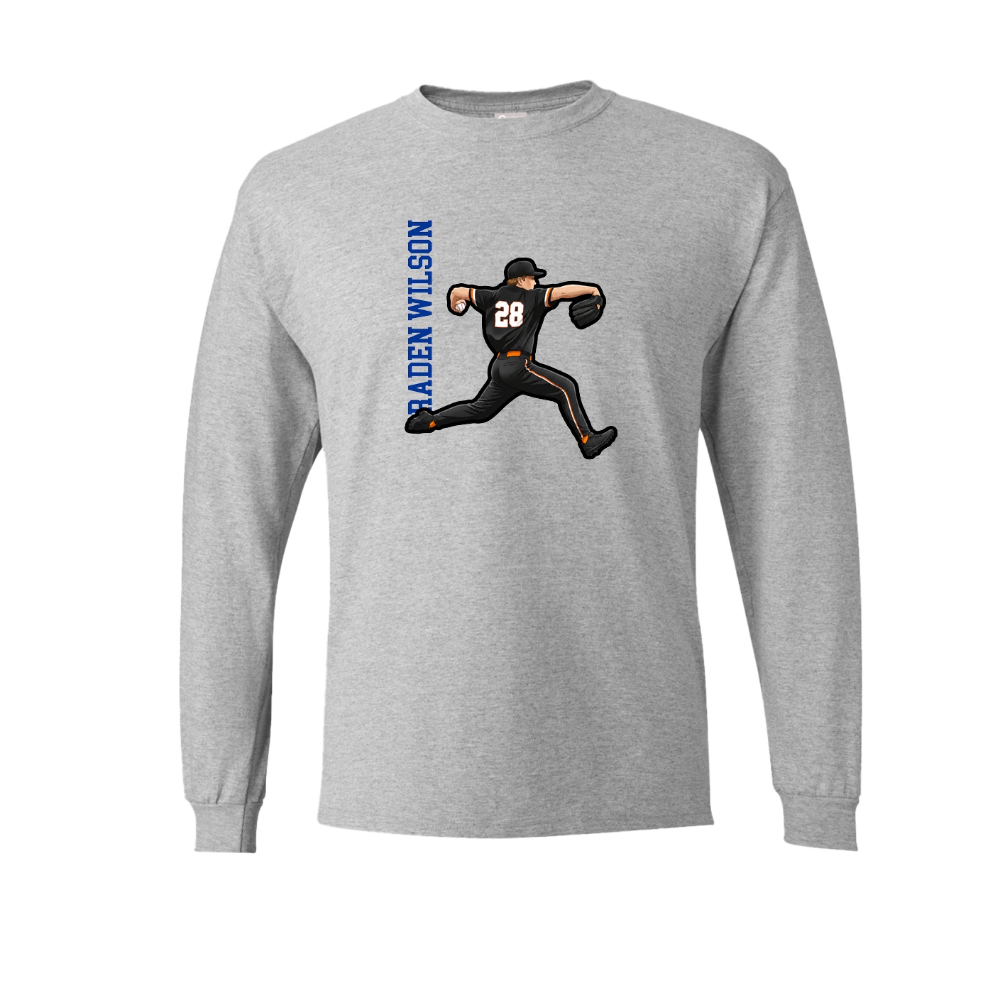 Long Sleeve Tee — Name Vertical in Grey