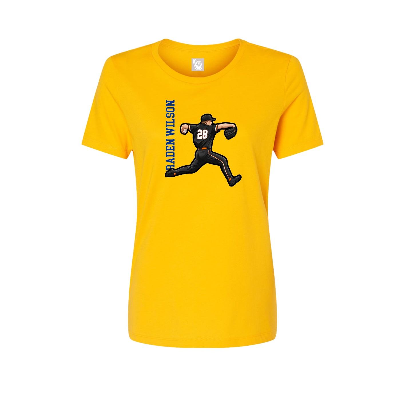 Fitted Women's Tee — Name Vertical in Gold