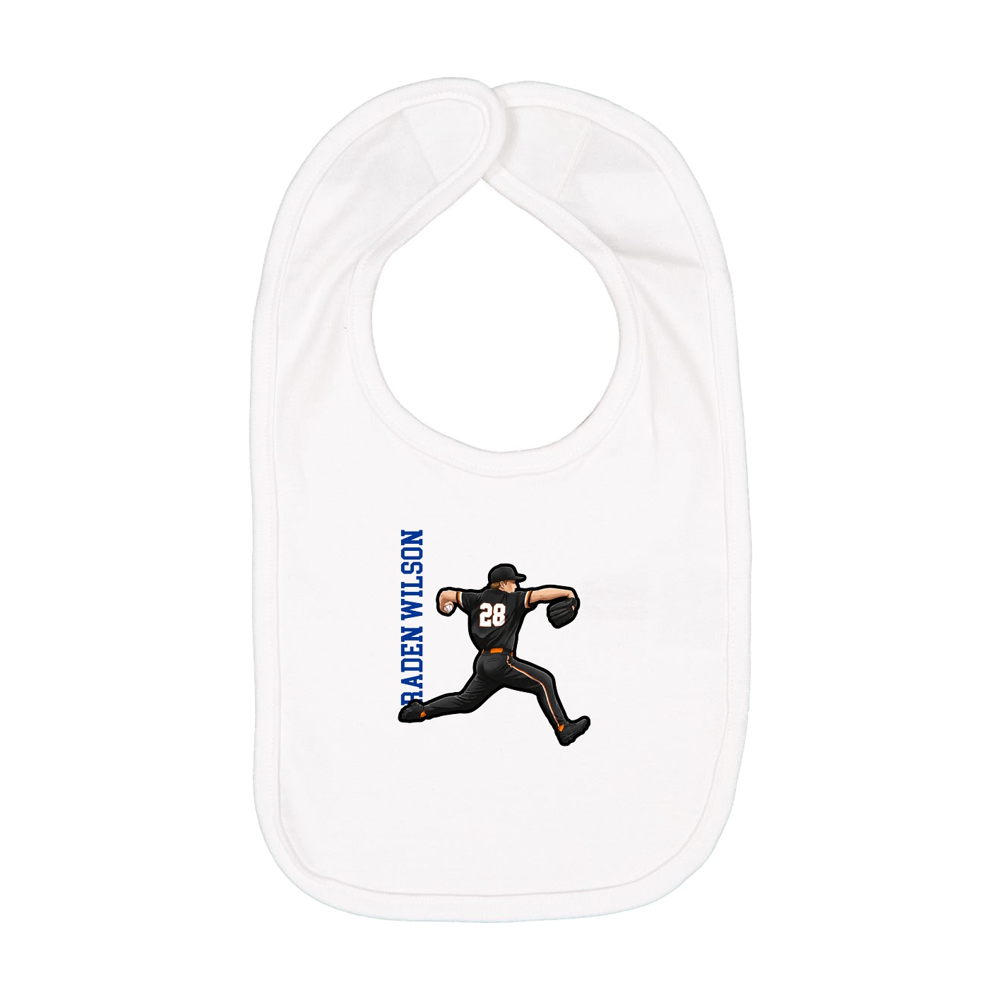 Infant Bib — Name Vertical in White