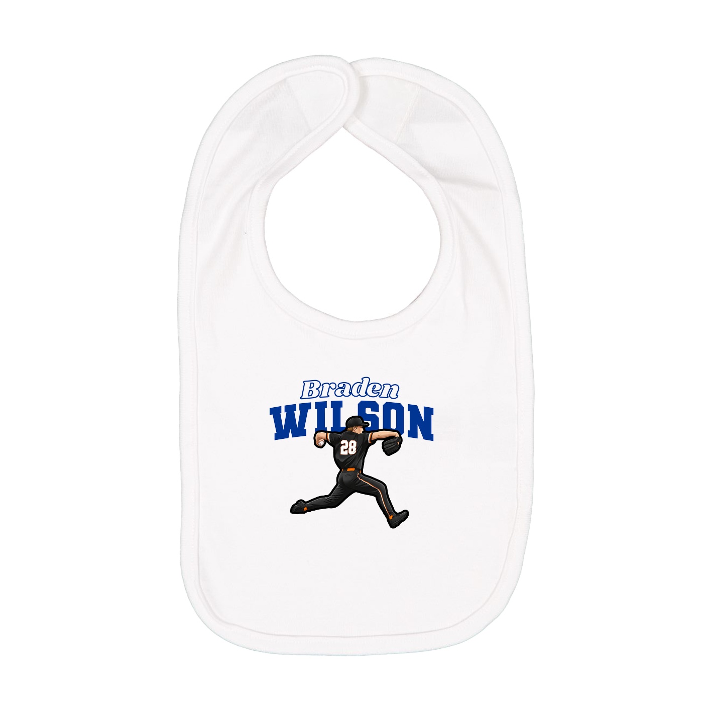 Infant Bib — Name Arch in White
