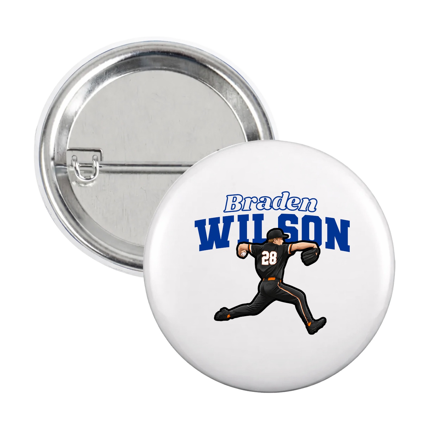 Game Day Button — Name Arch in White
