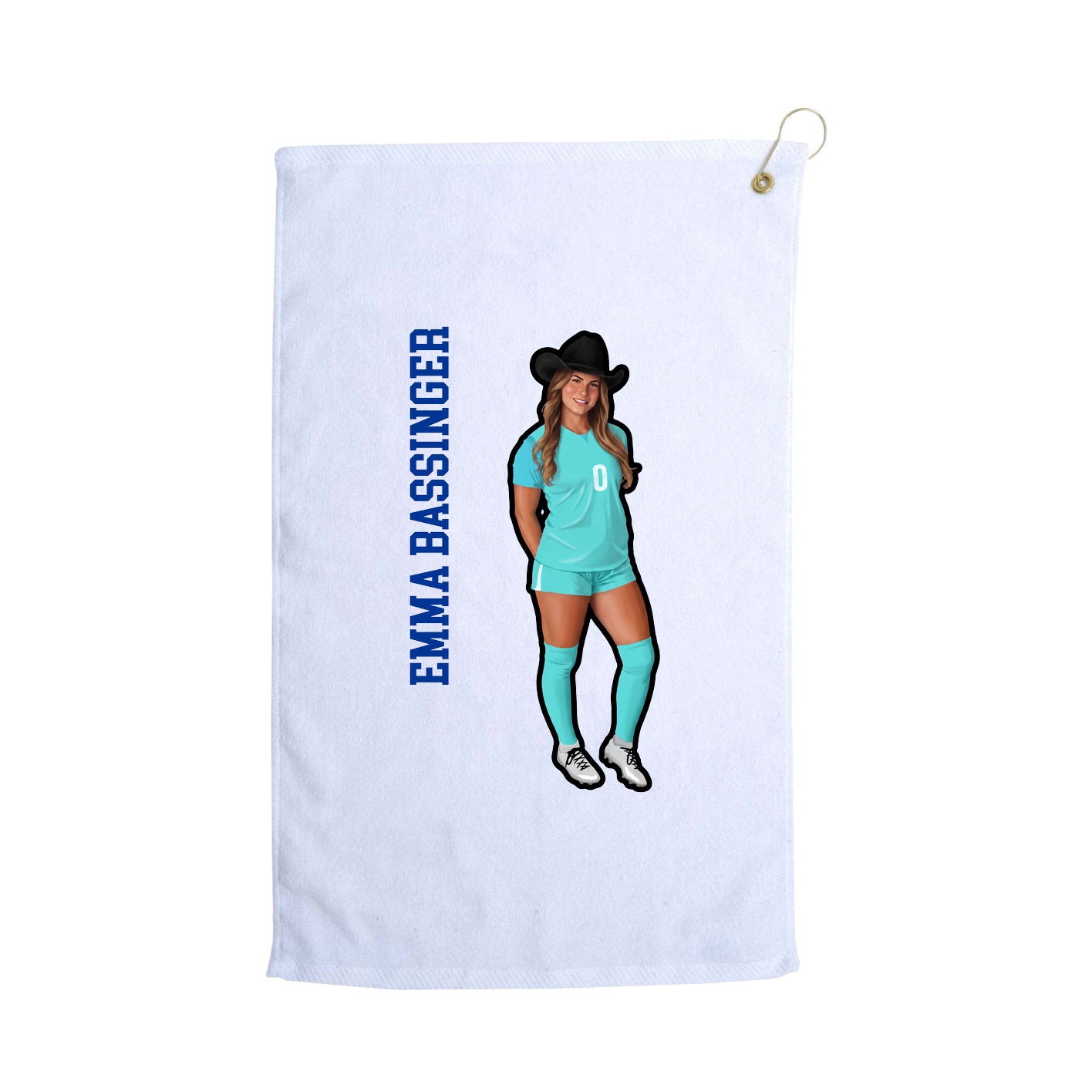 Golf Towel — Name Vertical in White