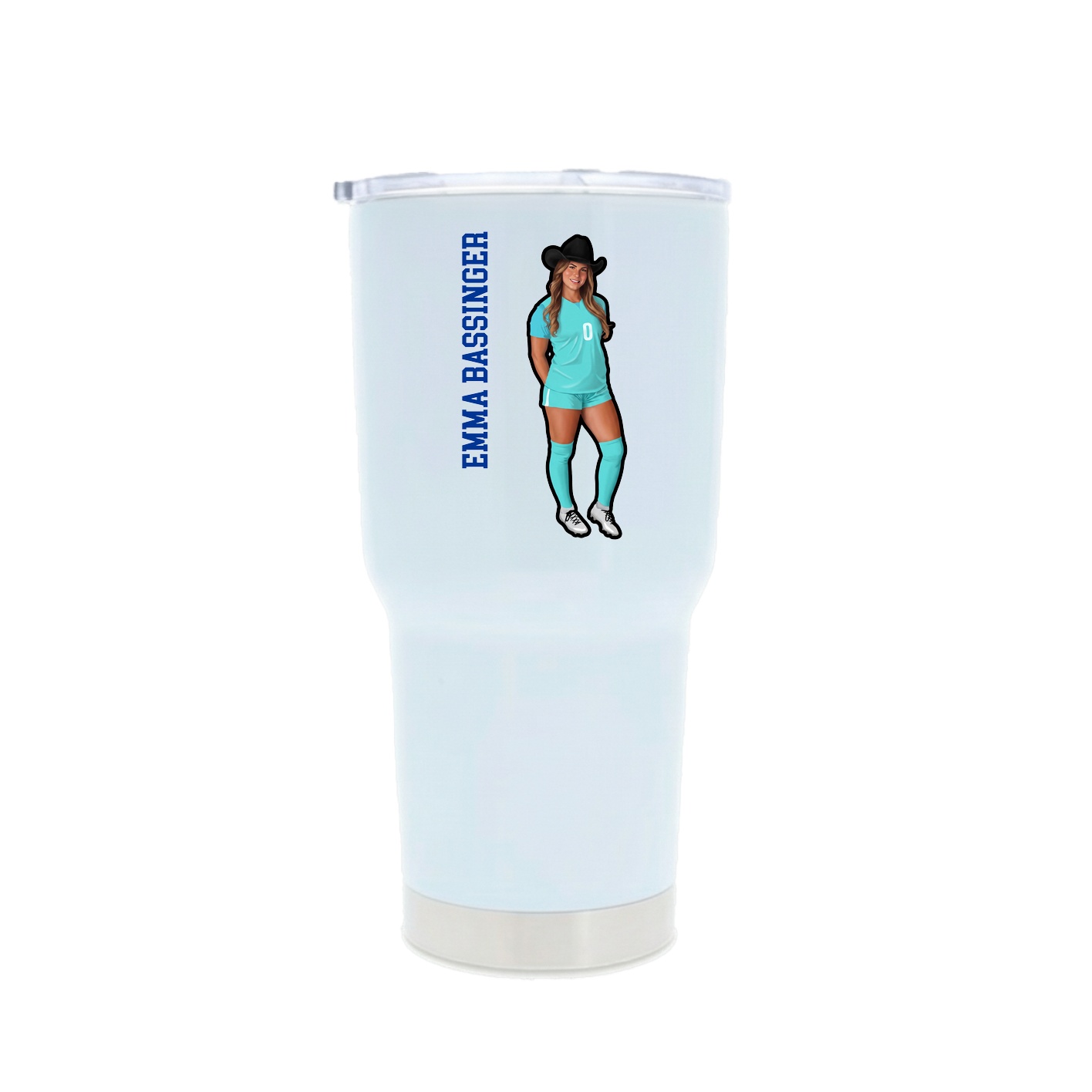 30oz Stainless Steel Tumbler — Name Vertical in White