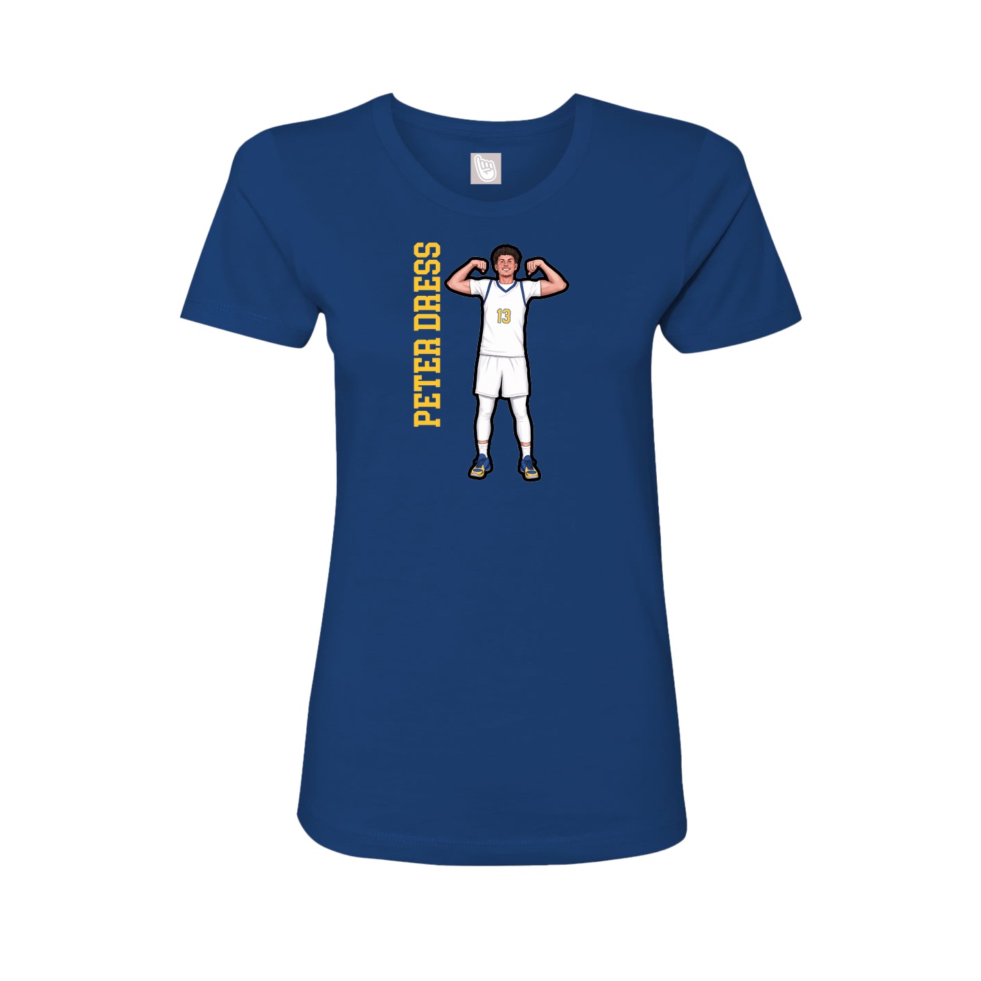 Fitted Women's Tee — Name Vertical in Royal