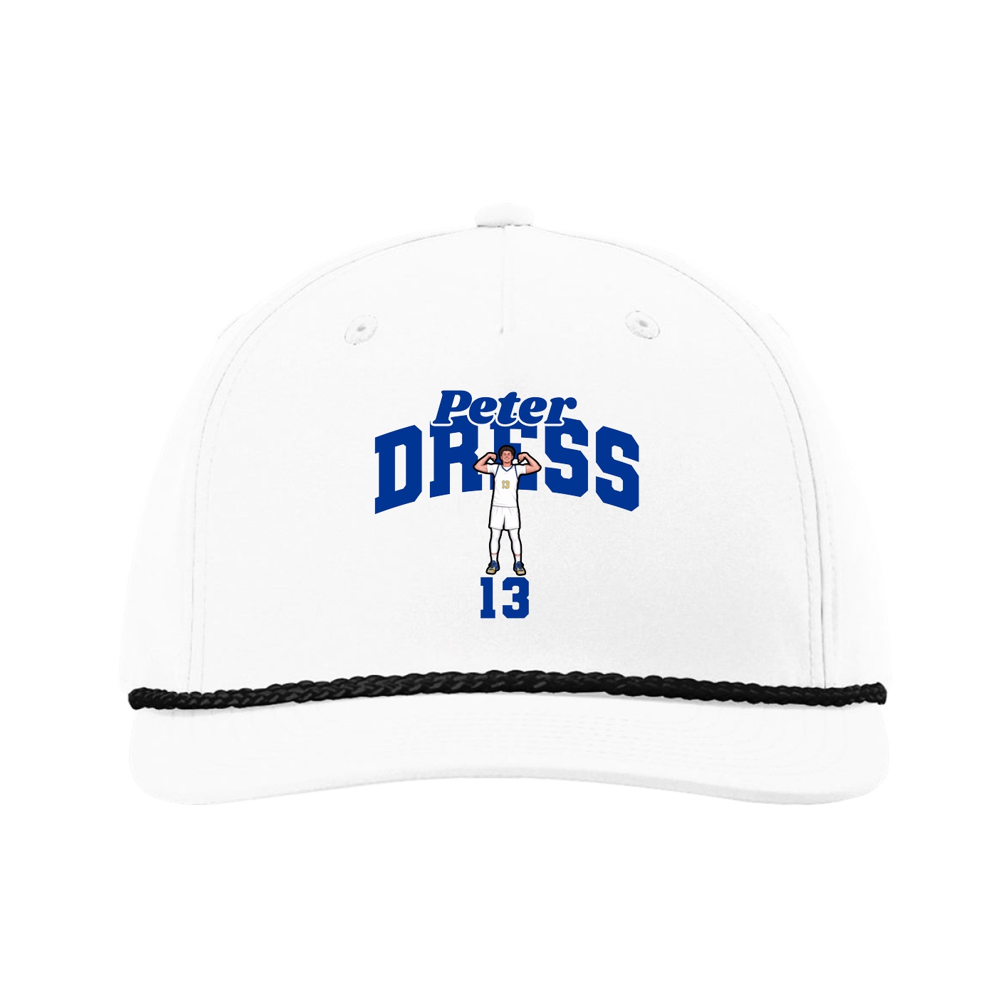 Five-Panel Classic Rope Cap — Signature Arch in White