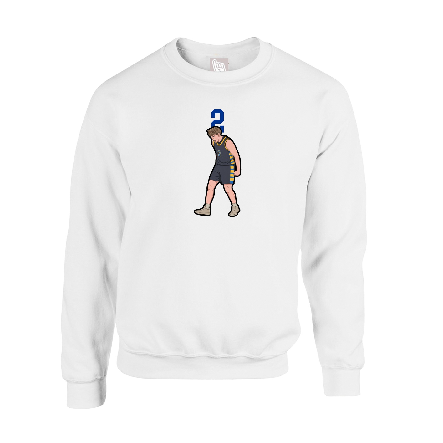 Fleece Crew — Number Top in White
