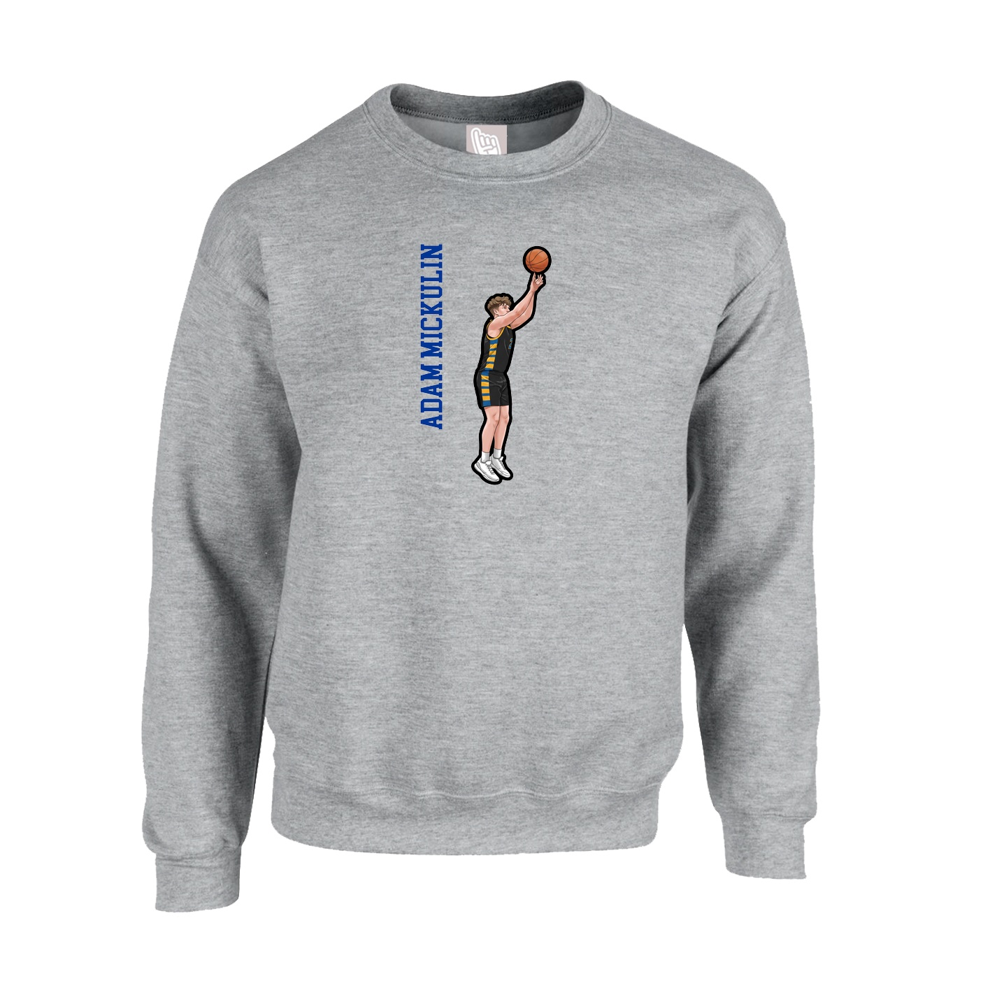 Fleece Crew — Name Vertical in Grey