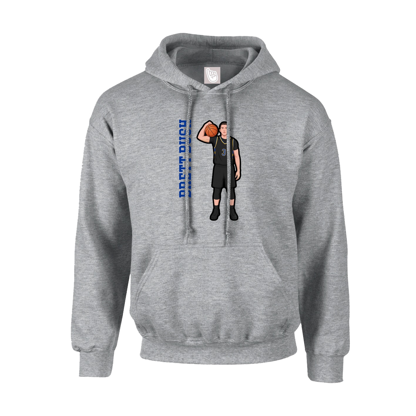 Youth Hoodie — Name Vertical in Grey