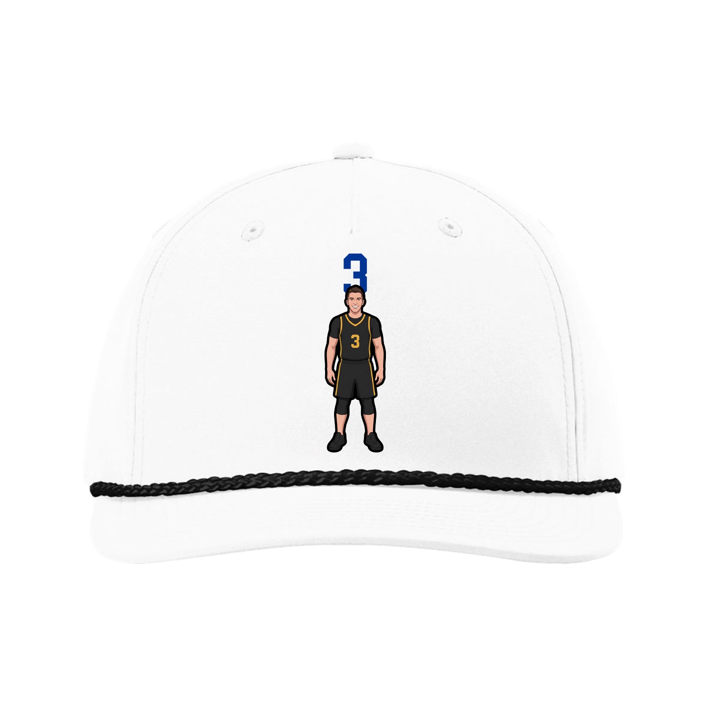Five-Panel Classic Rope Cap — Number Top in White