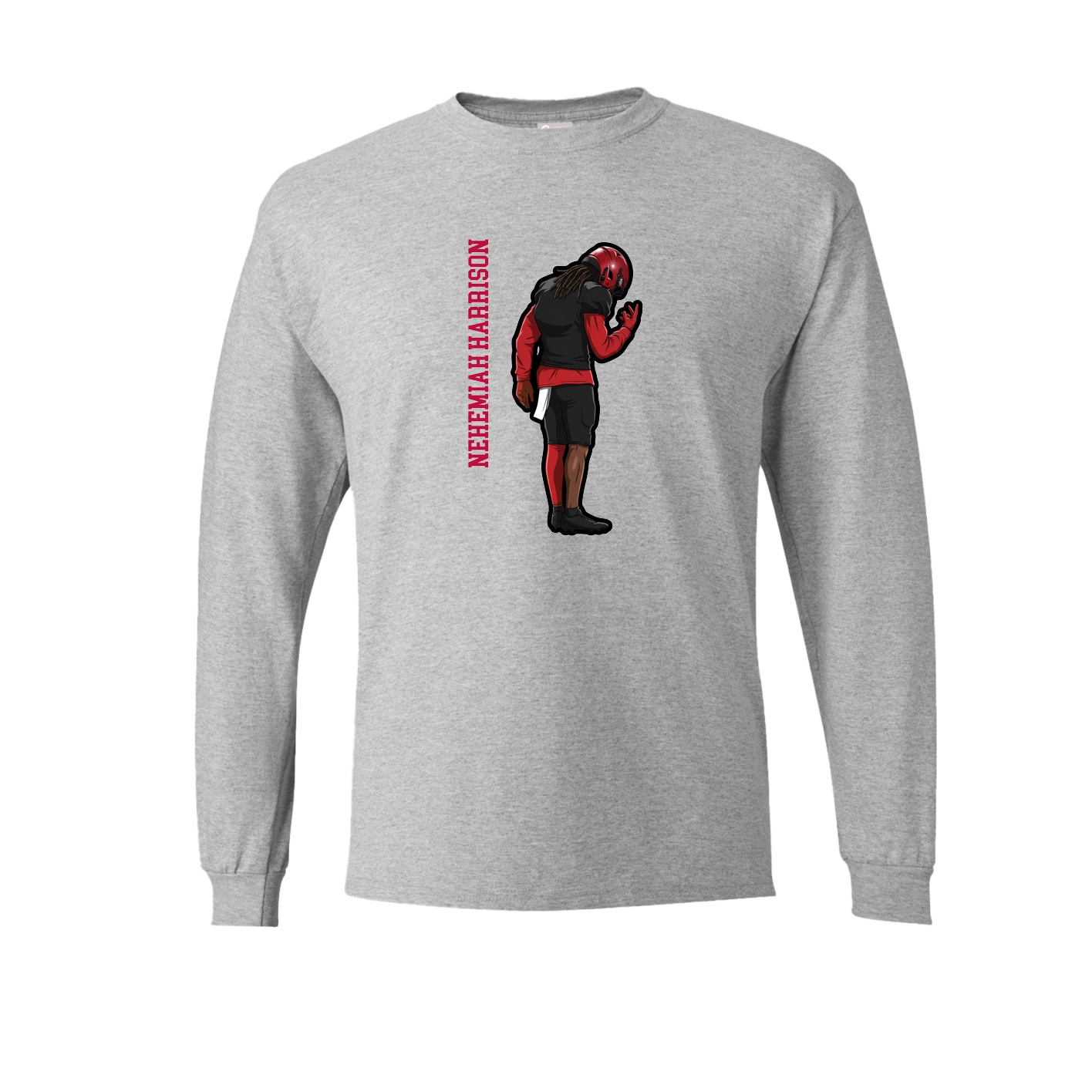 Long Sleeve Tee — Name Vertical in Grey