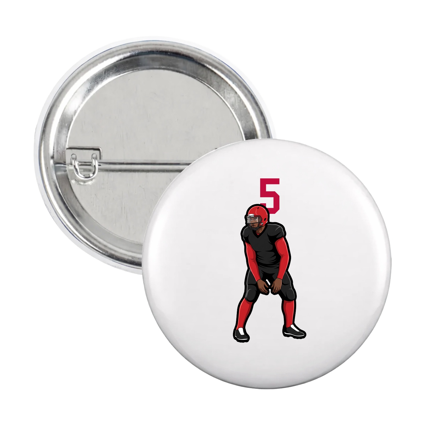 Game Day Button — Number Top in White