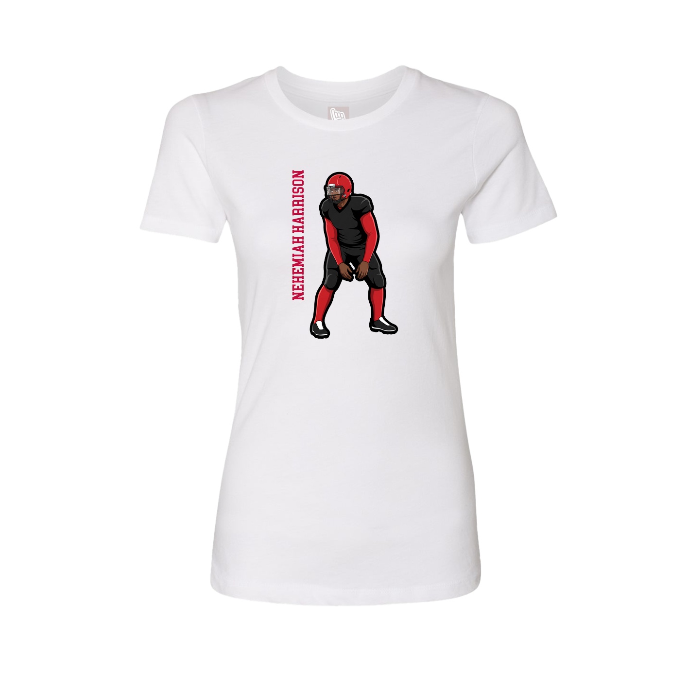 Fitted Women's Tee — Name Vertical in White