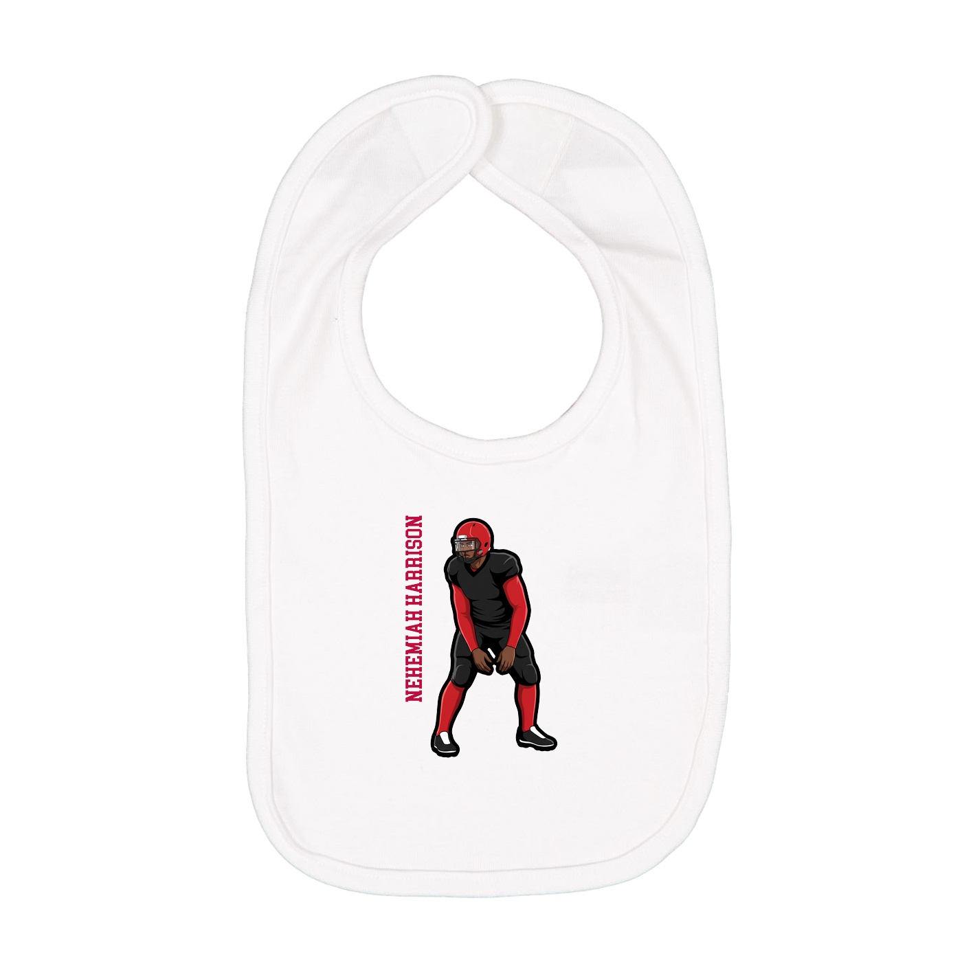 Infant Bib — Name Vertical in White