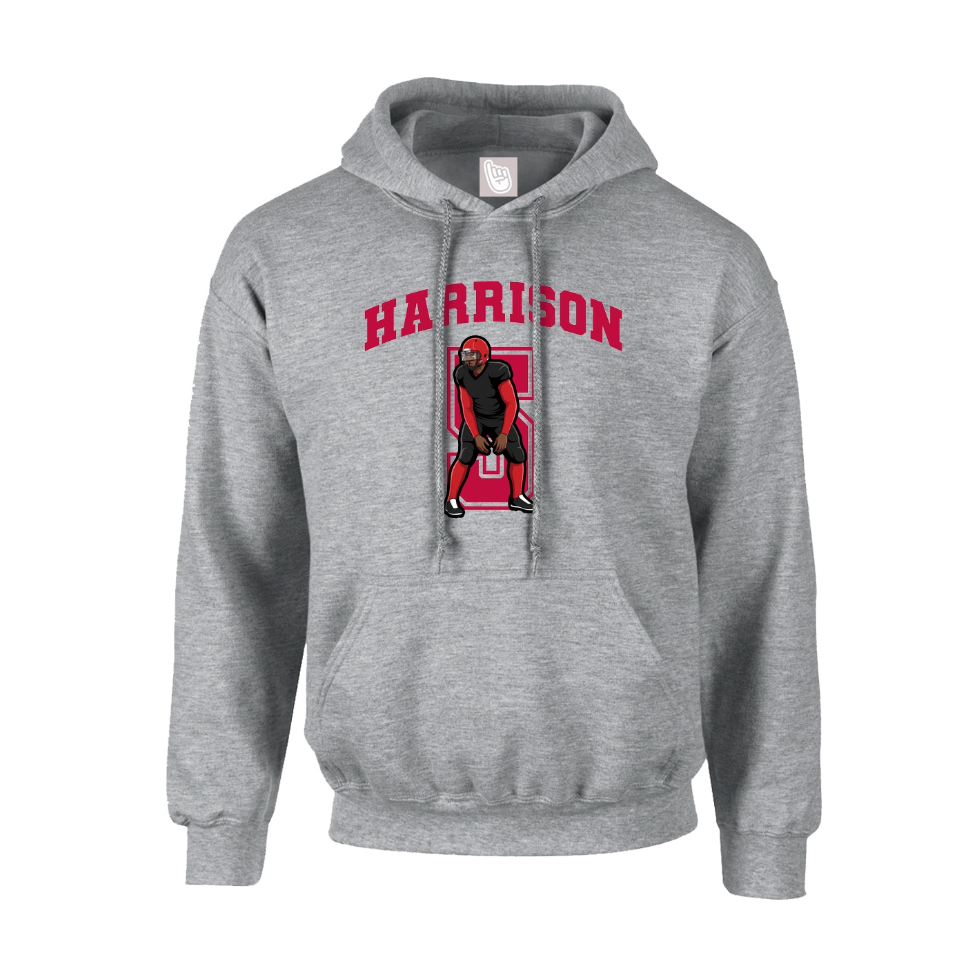 Youth Hoodie — Number in Grey