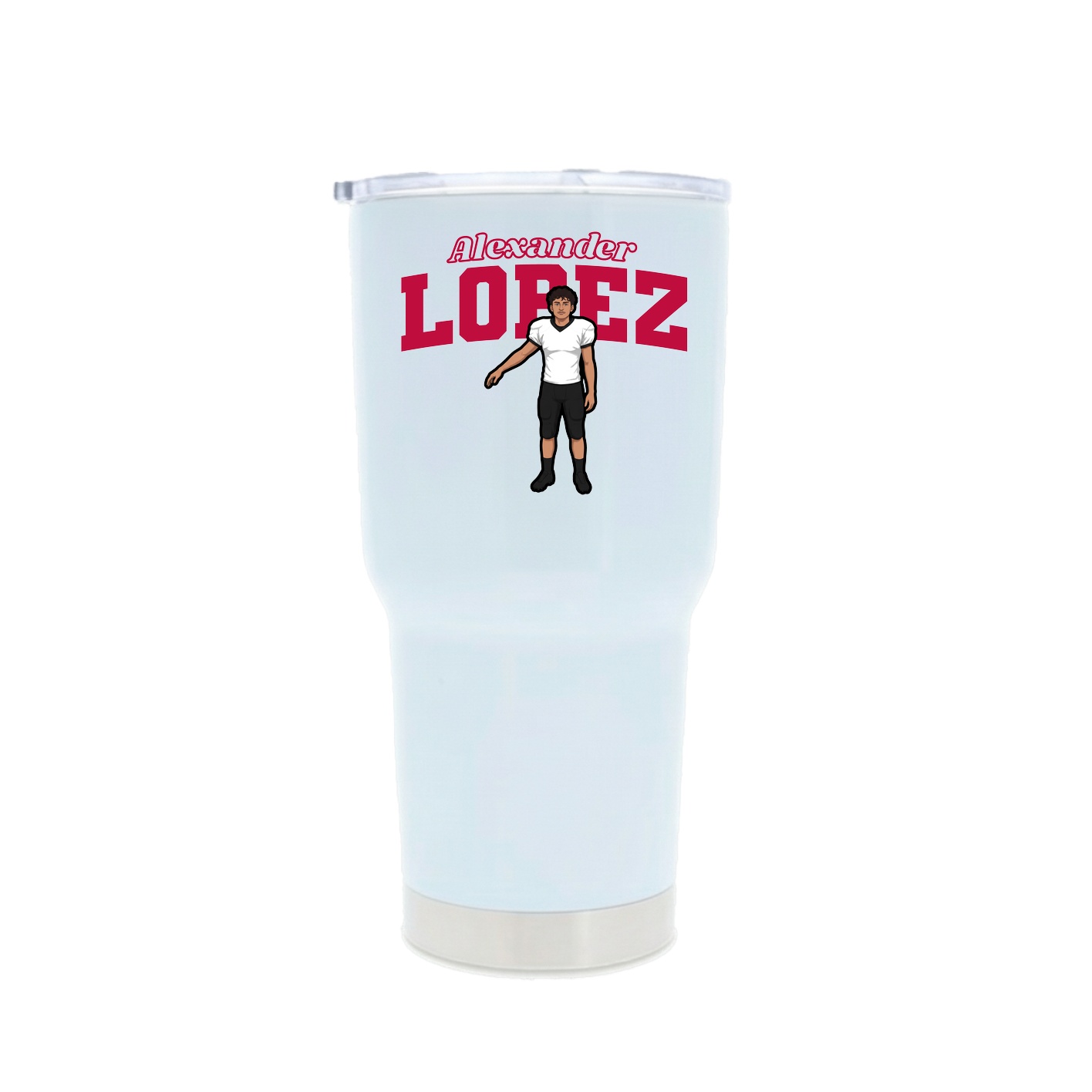 30oz Stainless Steel Tumbler — Name Arch in White