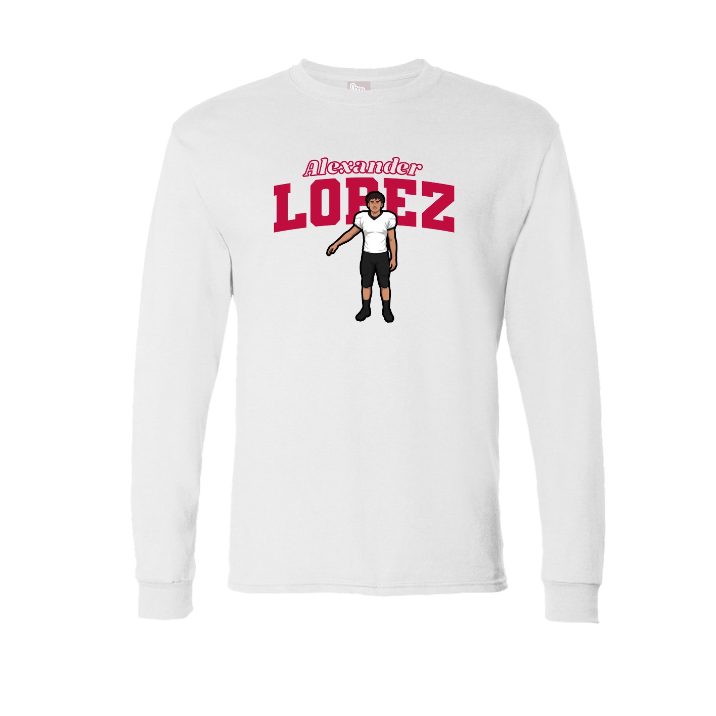 Long Sleeve Tee — Name Arch in White