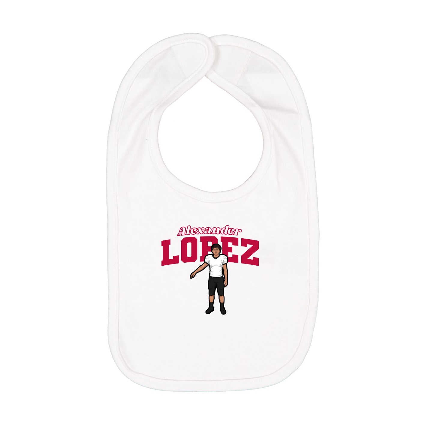 Infant Bib — Name Arch in White
