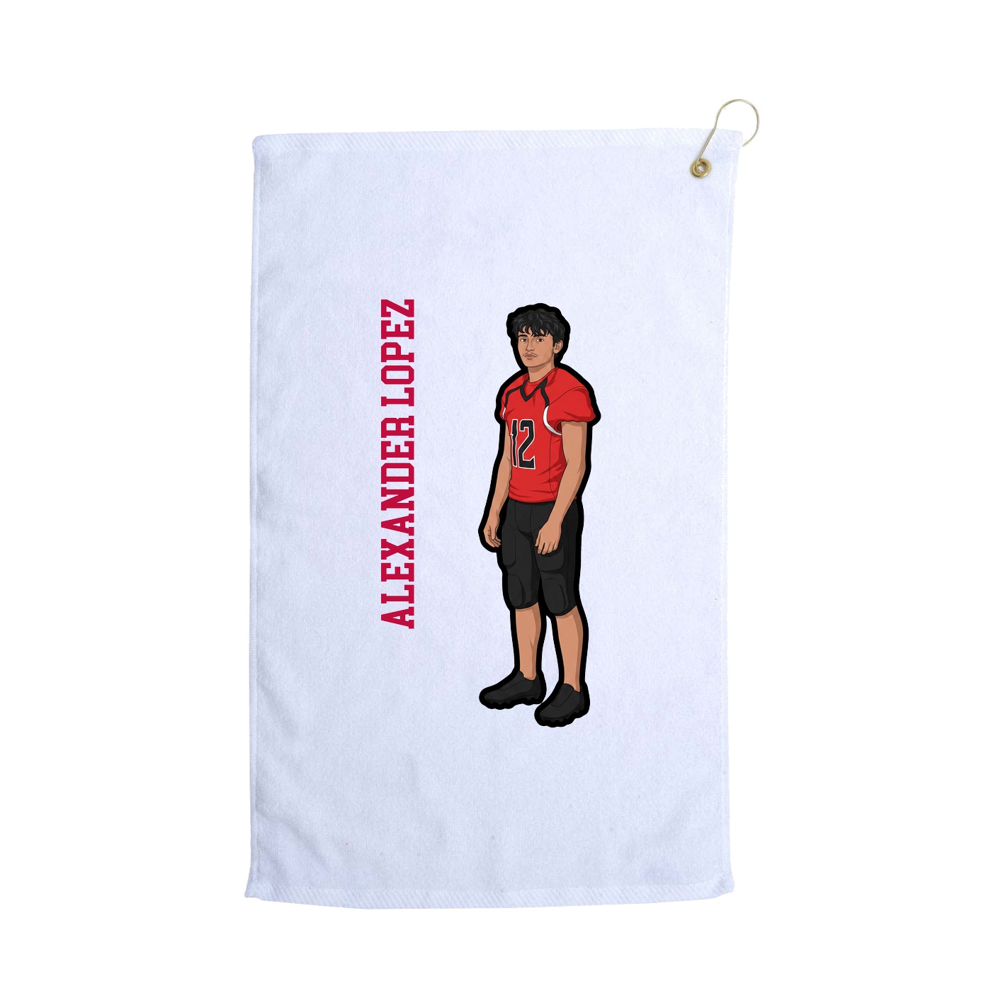 Golf Towel — Name Vertical in White