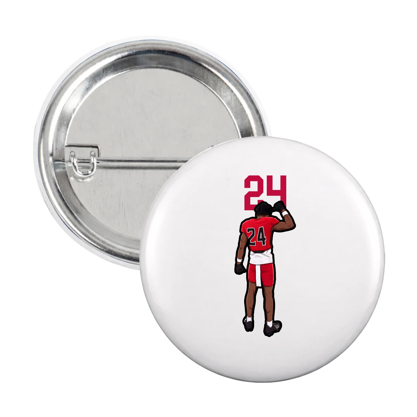 Game Day Button — Number Top in White