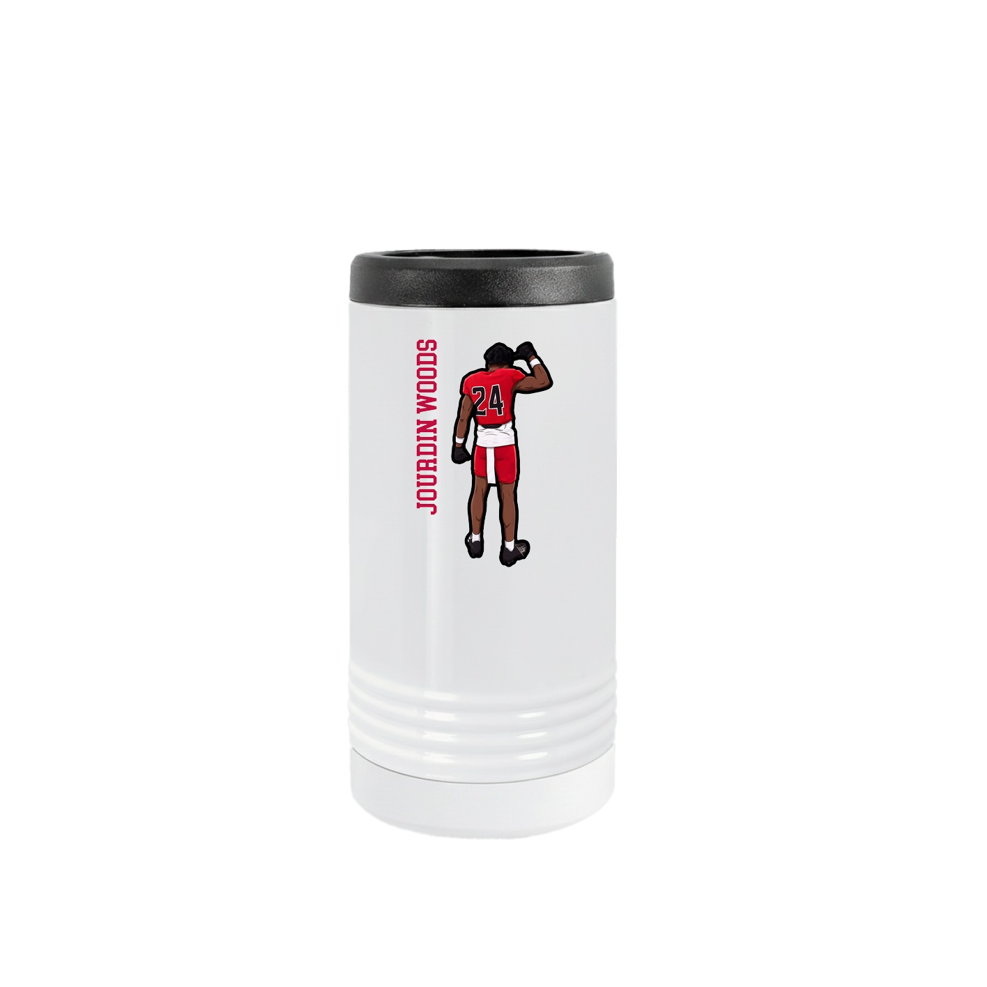 Slim Beverage Holder — Name Vertical in White