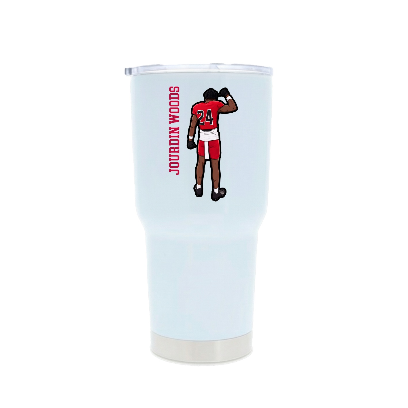 30oz Stainless Steel Tumbler — Name Vertical in White