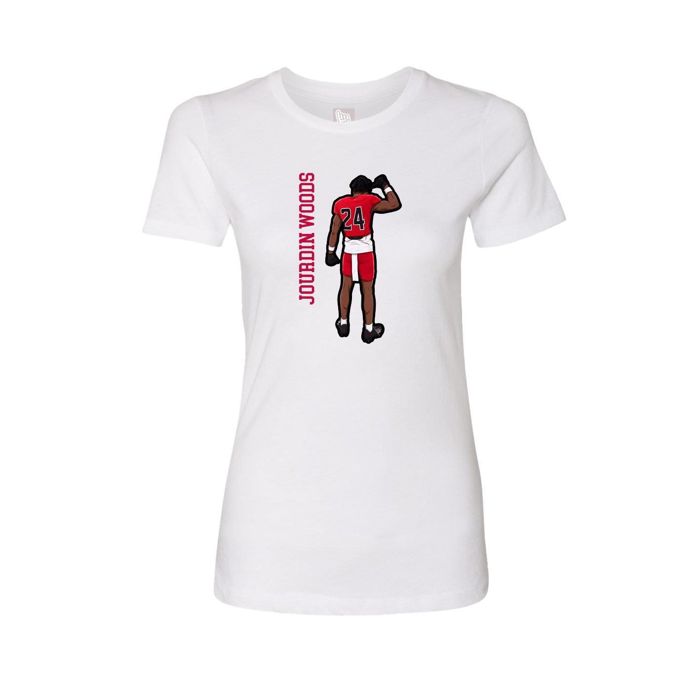 Fitted Women's Tee — Name Vertical in White