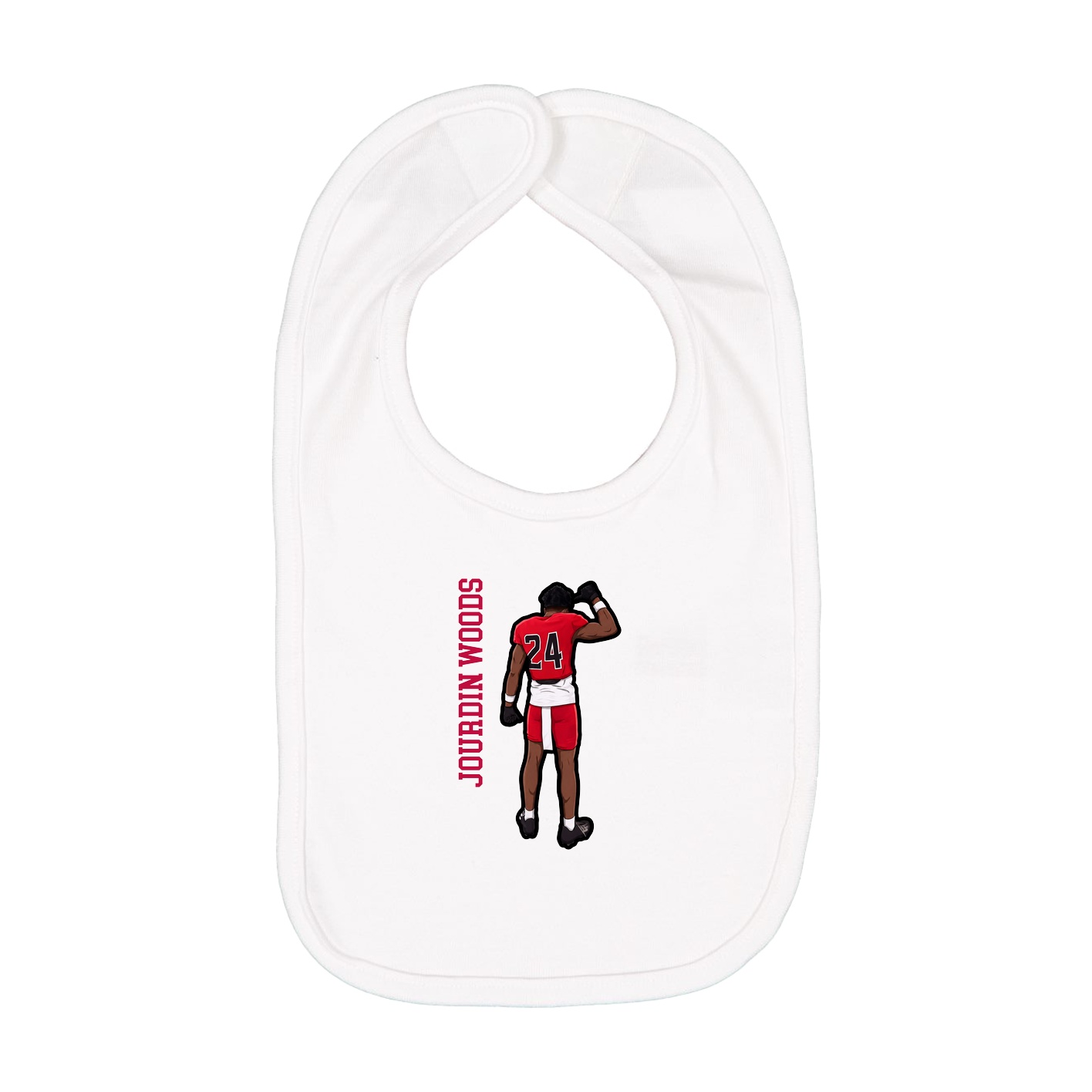 Infant Bib — Name Vertical in White