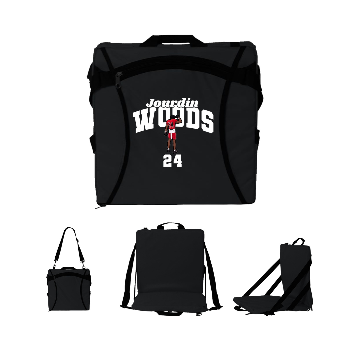 Folding Stadium Seat — Signature Arch in Black