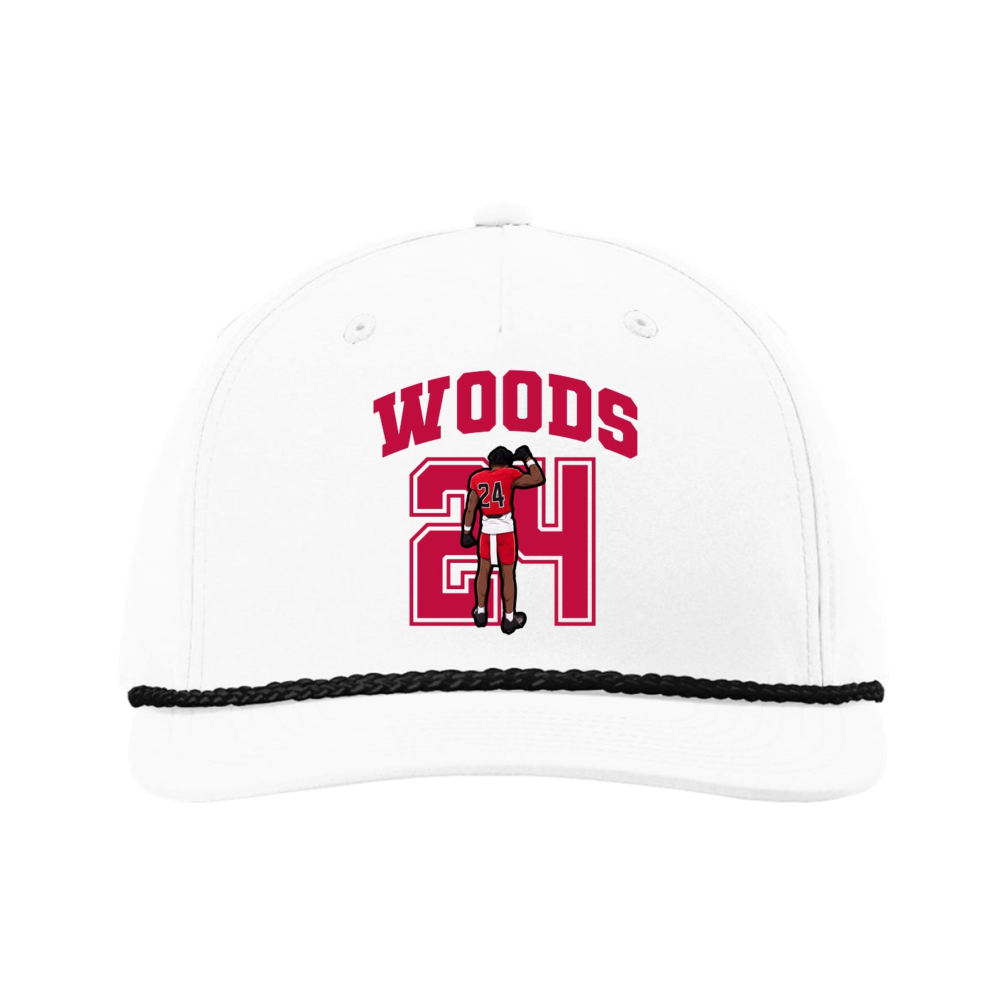 Five-Panel Classic Rope Cap — Number in White