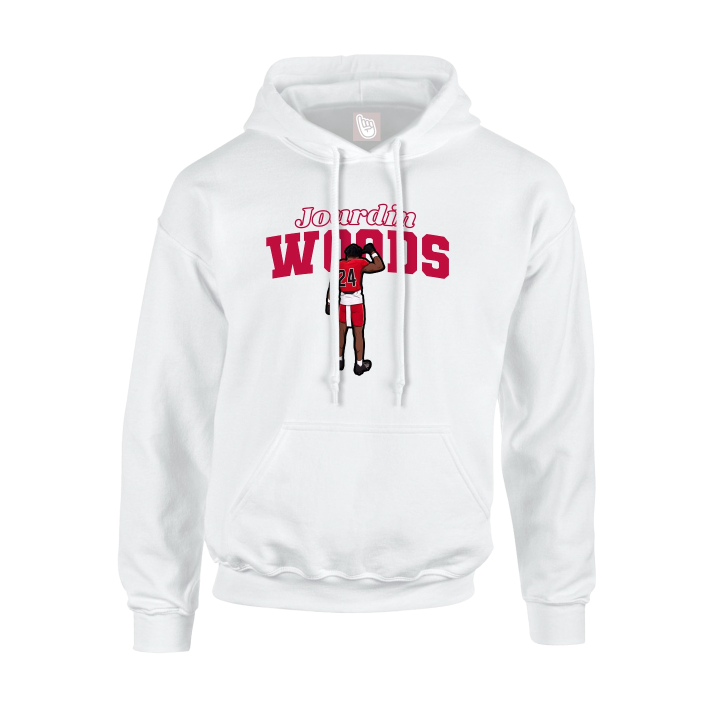 Youth Hoodie — Name Arch in White