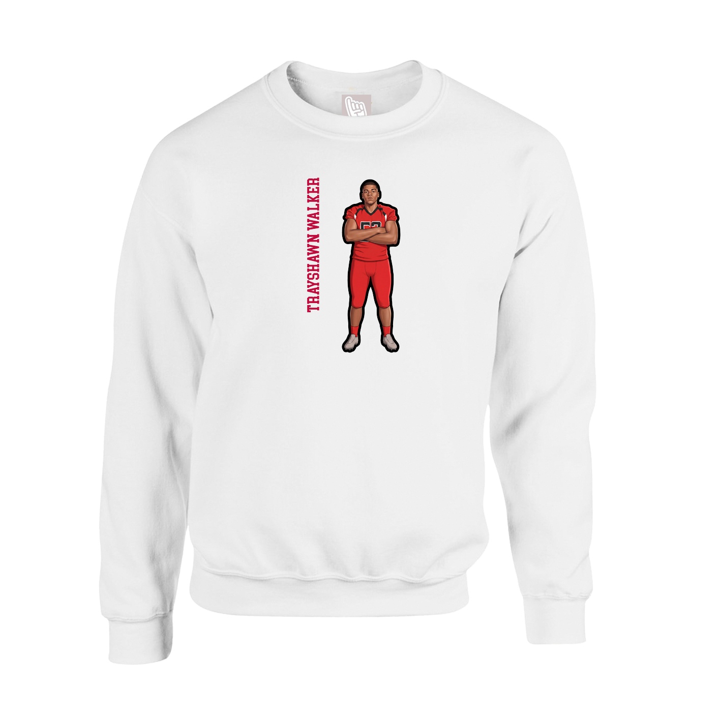 Fleece Crew — Name Vertical in White