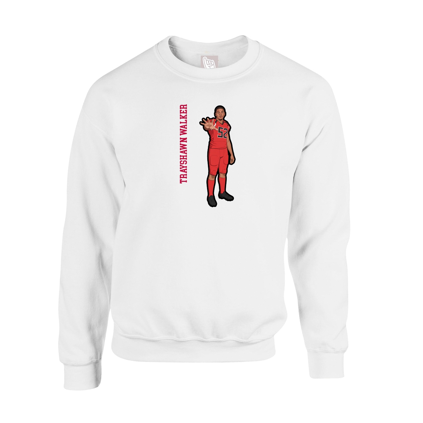 Fleece Crew — Name Vertical in White