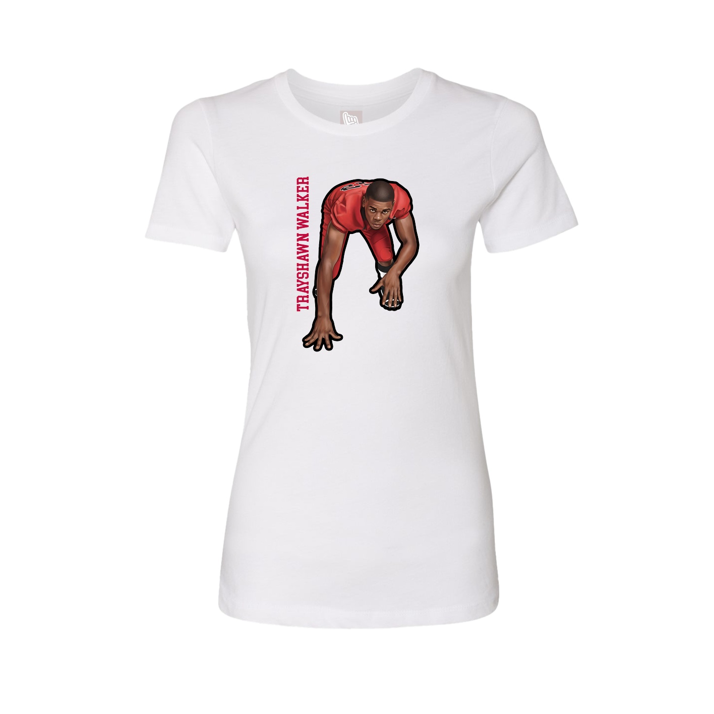 Womens Tee — Name Vertical in White
