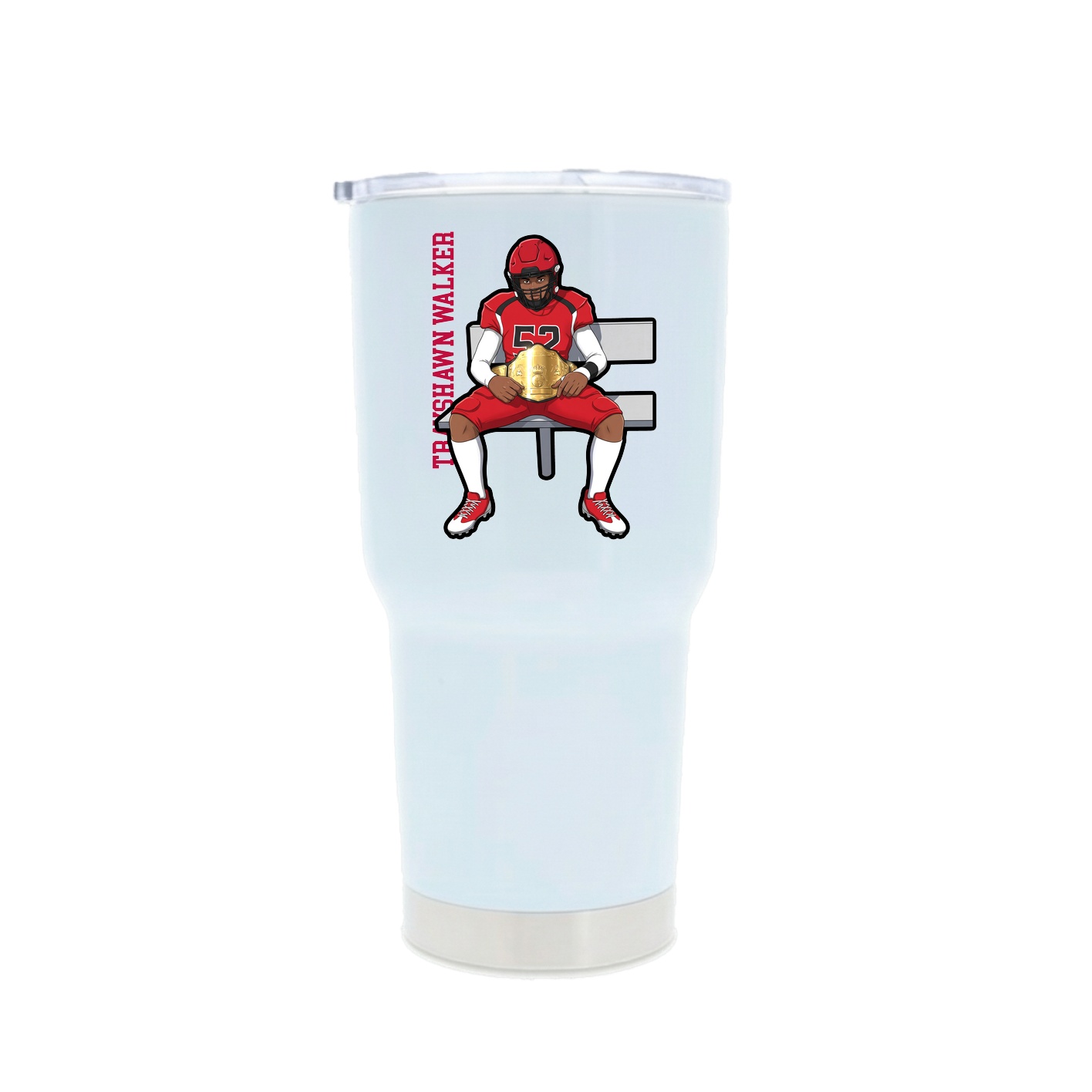 30oz Stainless Steel Tumbler — Name Vertical in White