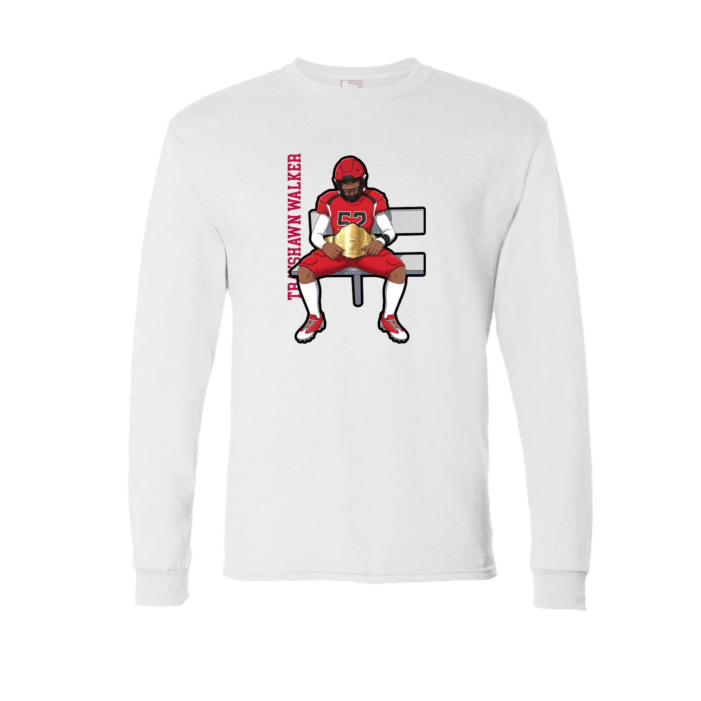 Long Sleeve Tee — Name Vertical in White