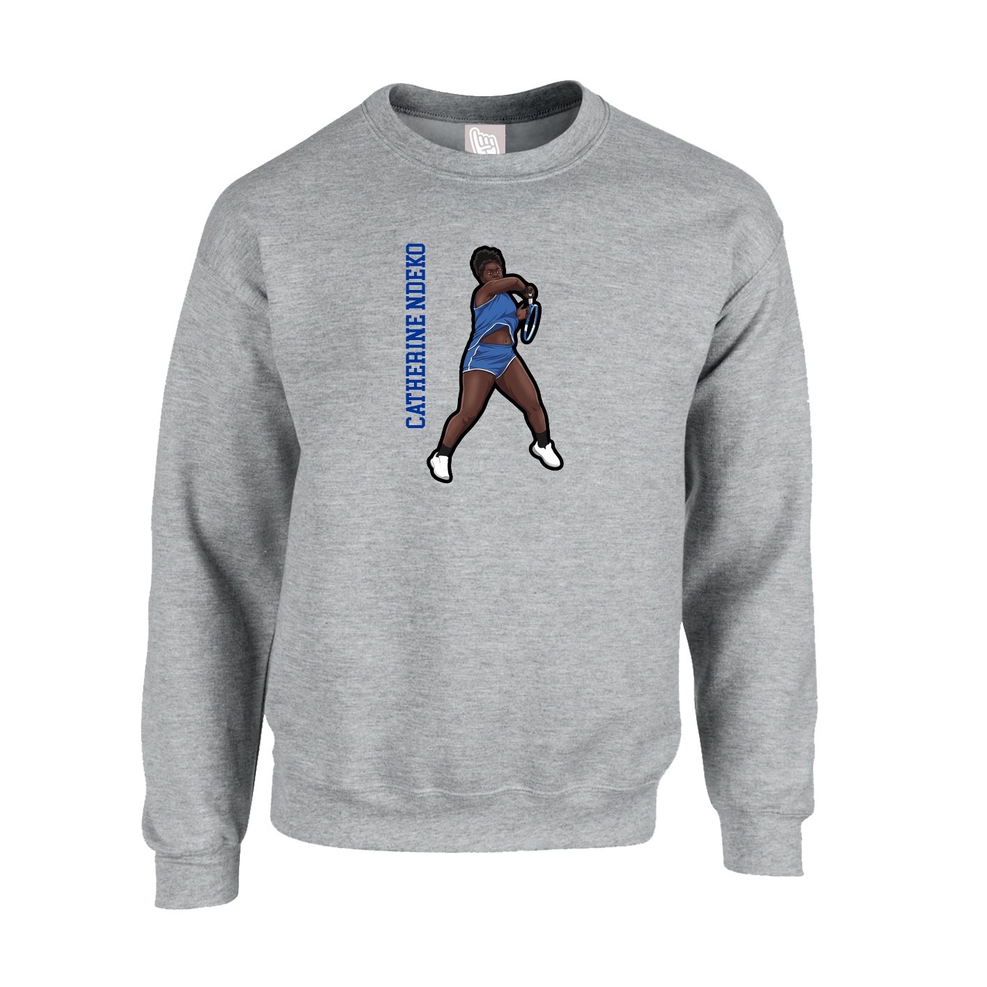 Fleece Crew — Name Vertical in Grey
