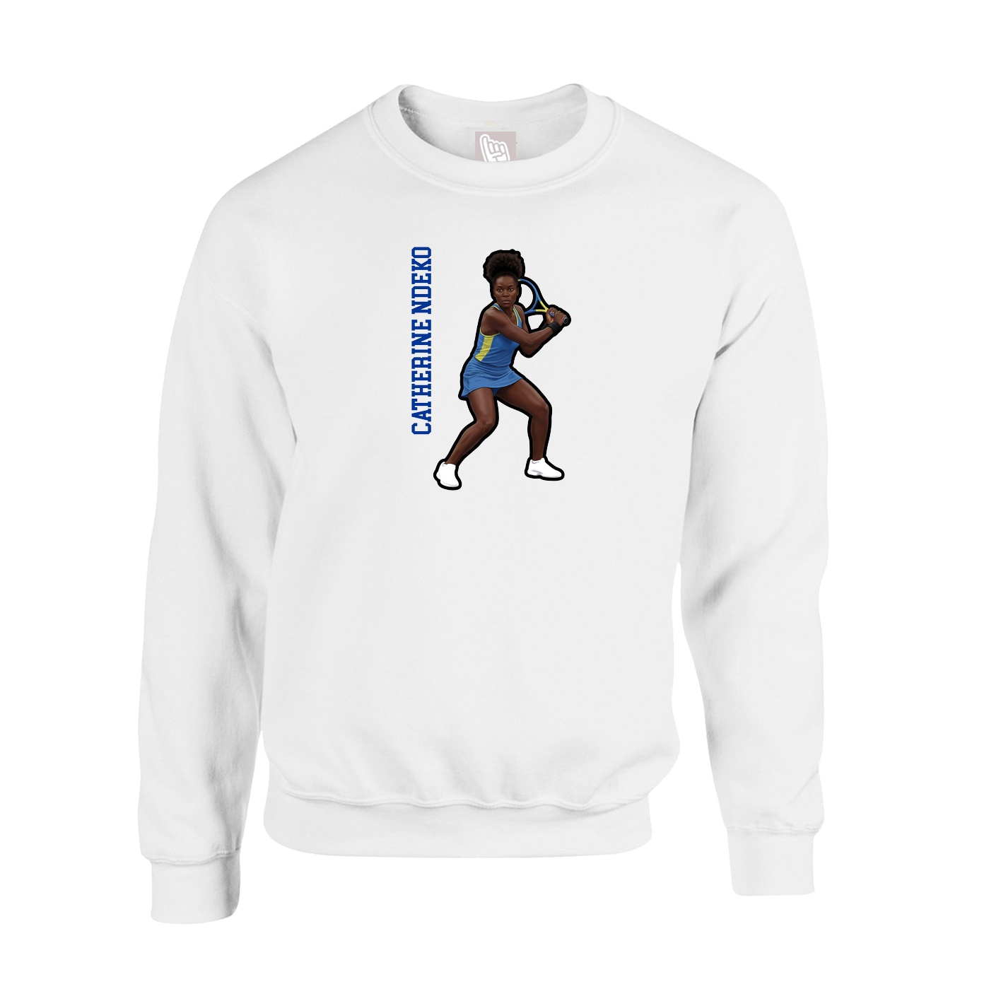 Fleece Crew — Name Vertical in White