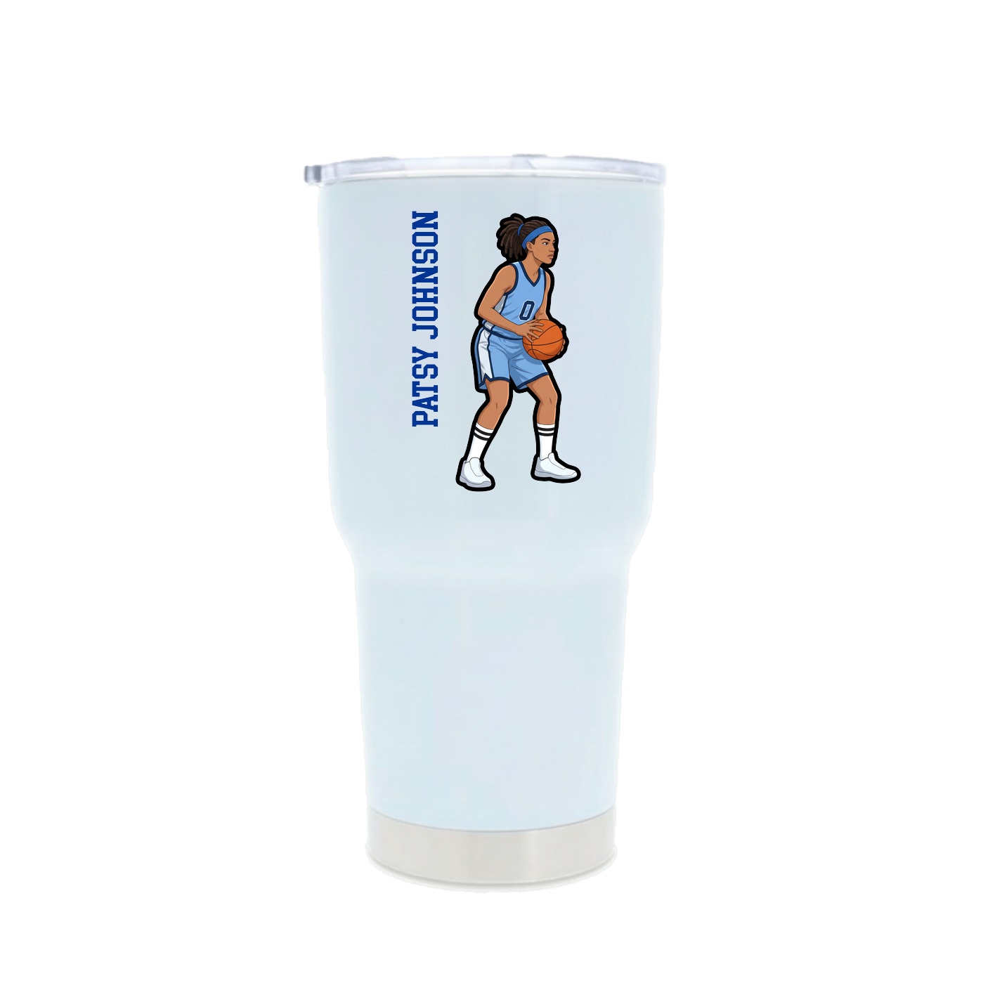 30oz Stainless Steel Tumbler — Name Vertical in White