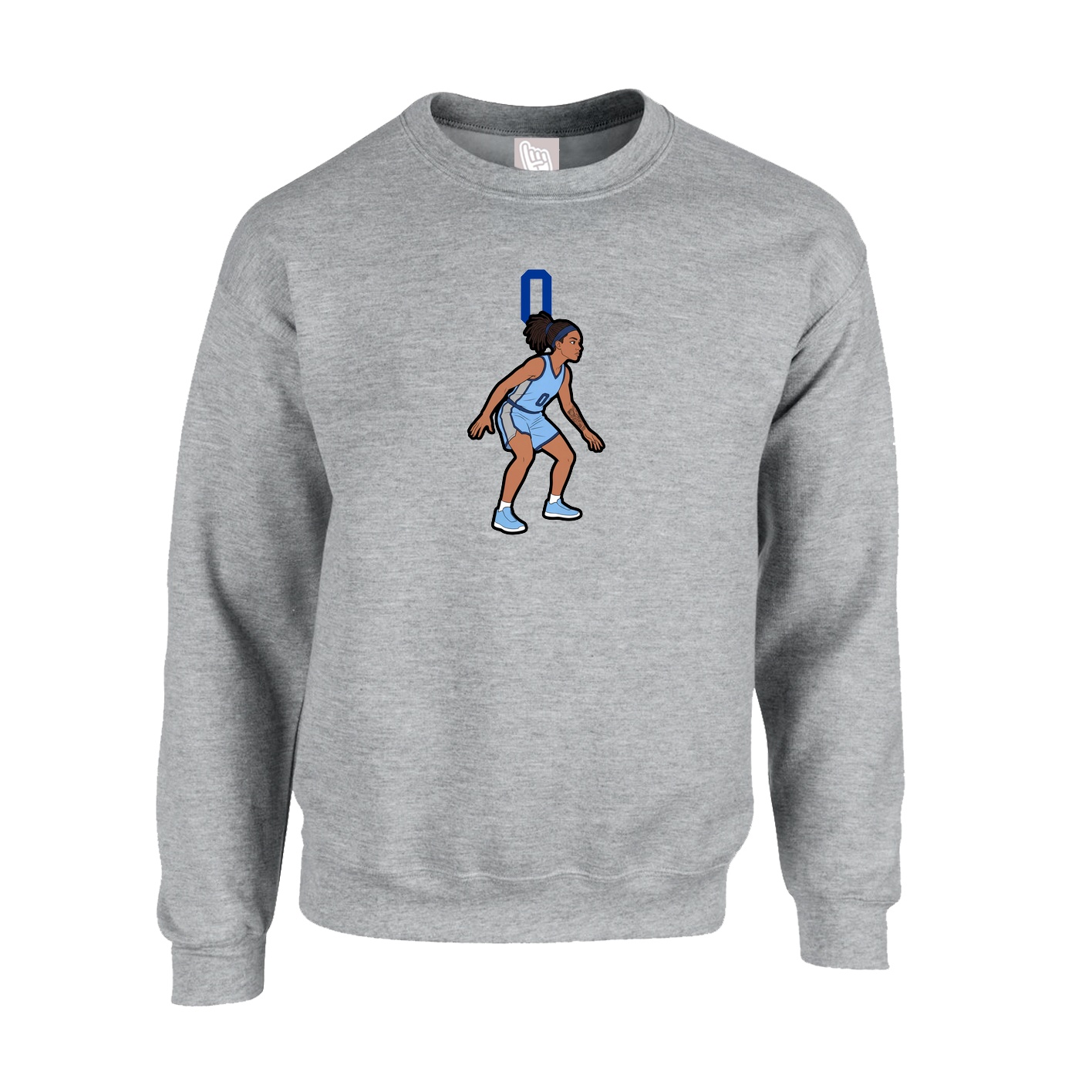 Fleece Crew — Number Top in Grey